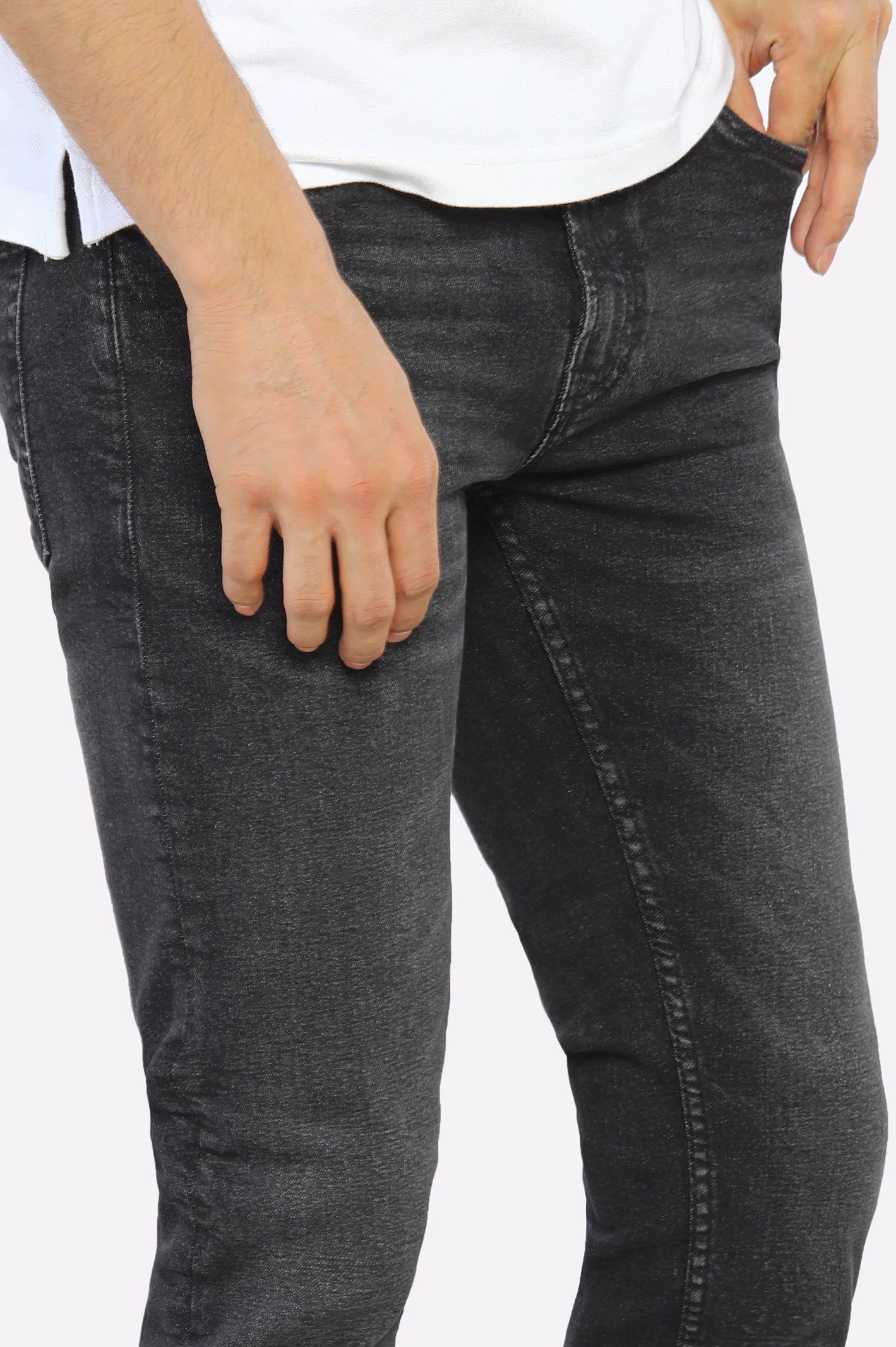 Dark Grey Tailored Fit Jeans - Image 2