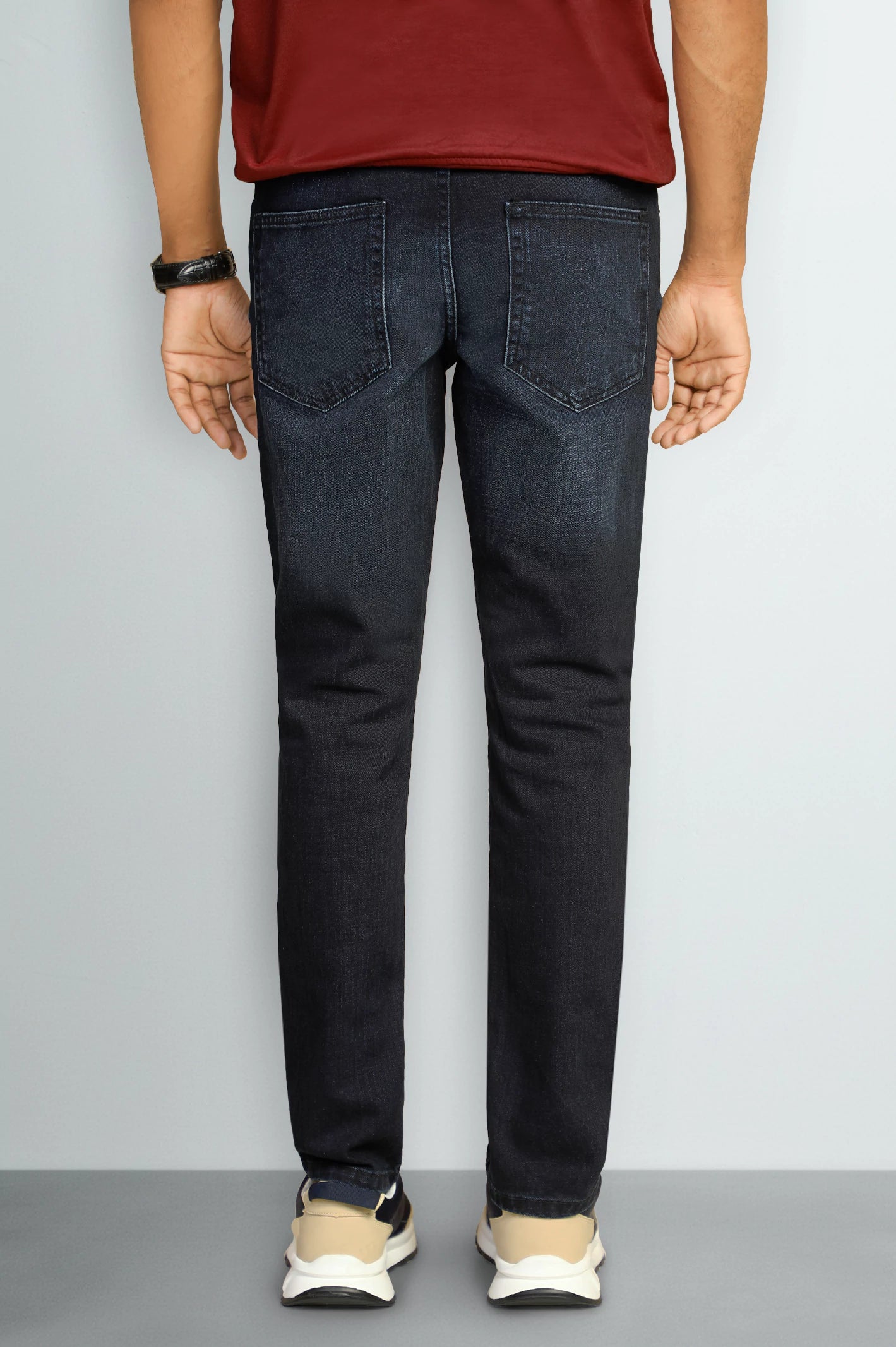 Dark Blue Modern Slim Fit Jeans - Image 3
