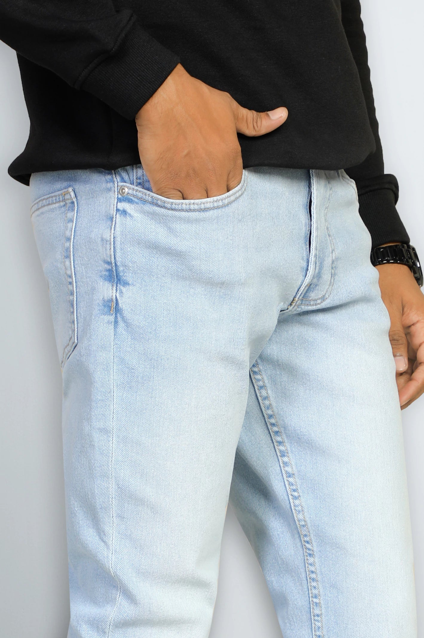 Light Blue Modern Slim Fit Jeans - Image 2
