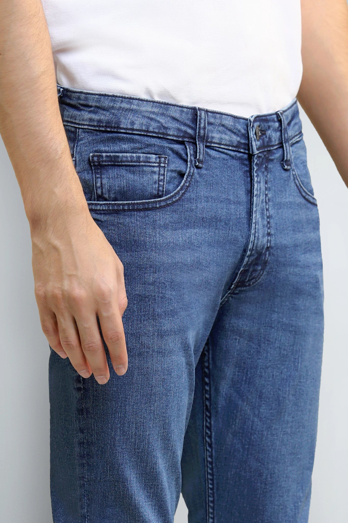 Medium Blue Slim Fit Jeans - Image 2
