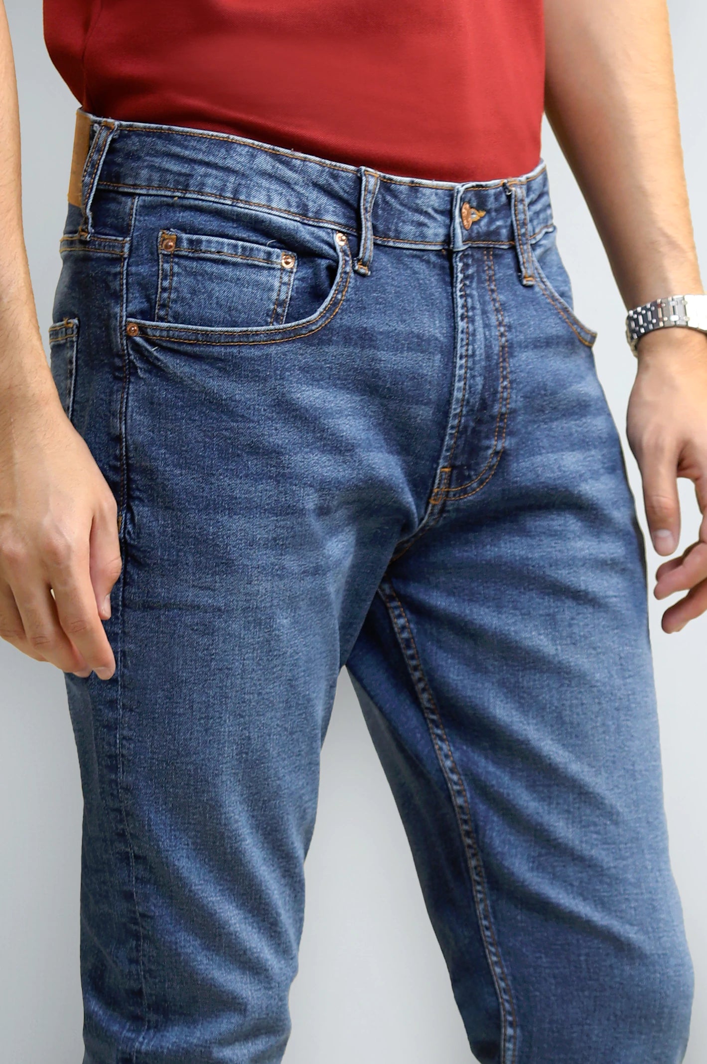 Medium Blue Slim Fit Jeans - Image 2