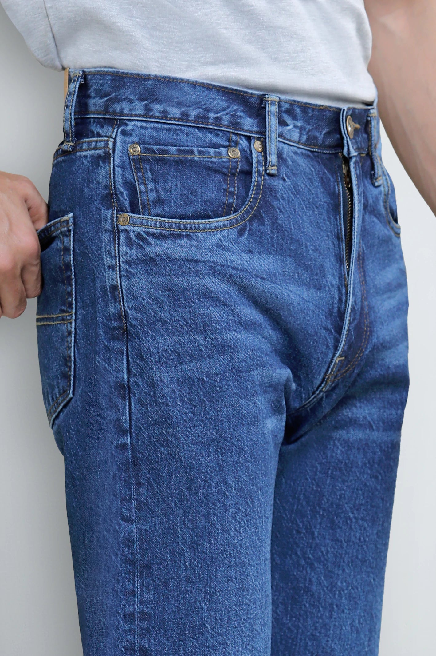 Dark Blue Straight Fit Jeans - Image 3