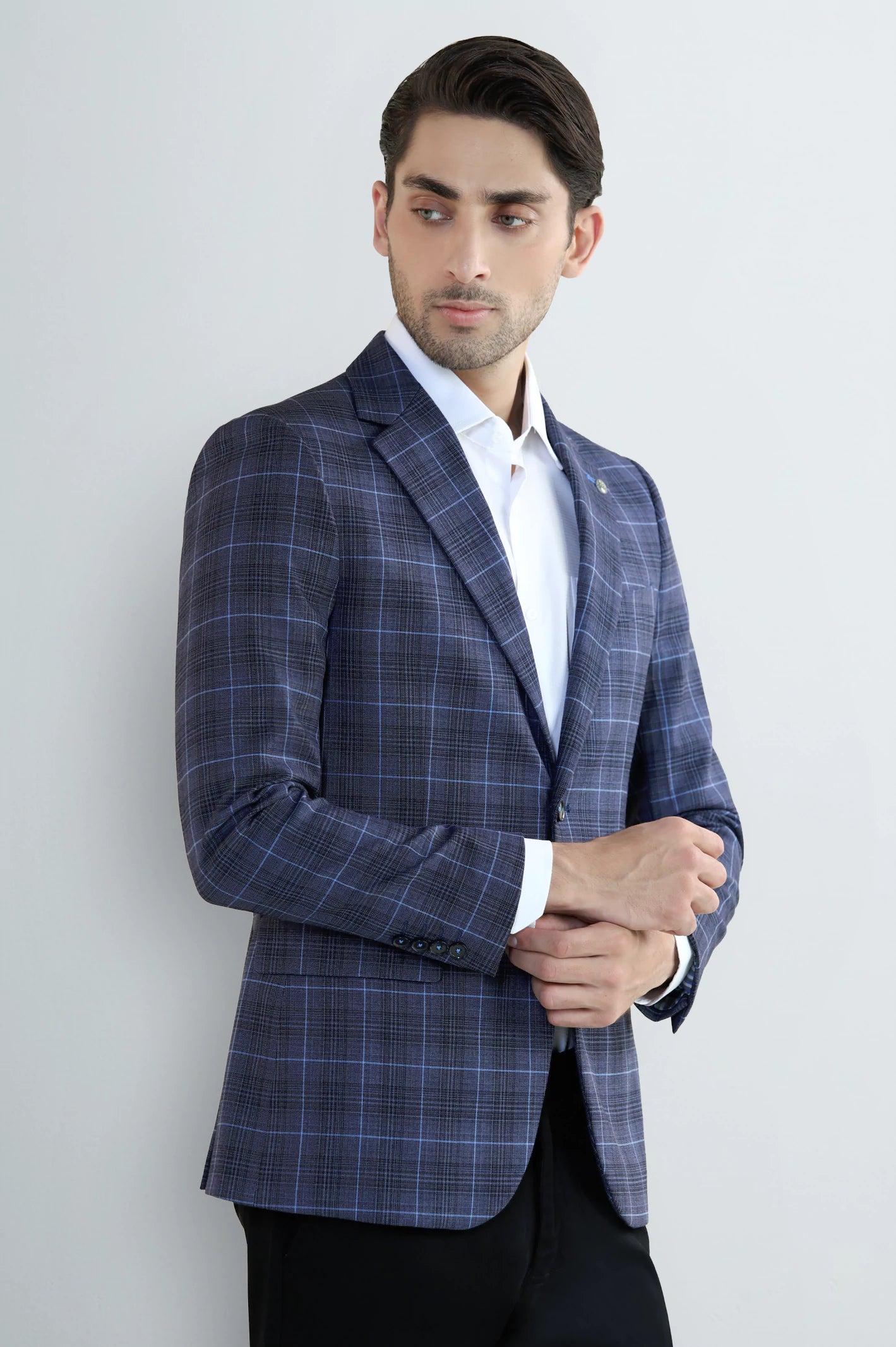 Men’s Blue Check Blazer - Image 3