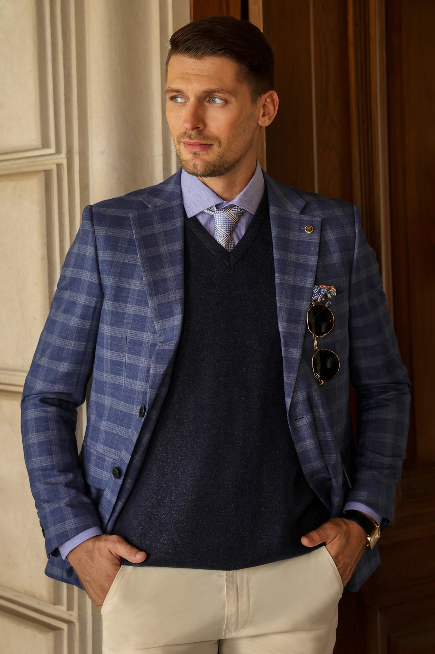 Light Blue Check Blazer - Image 3