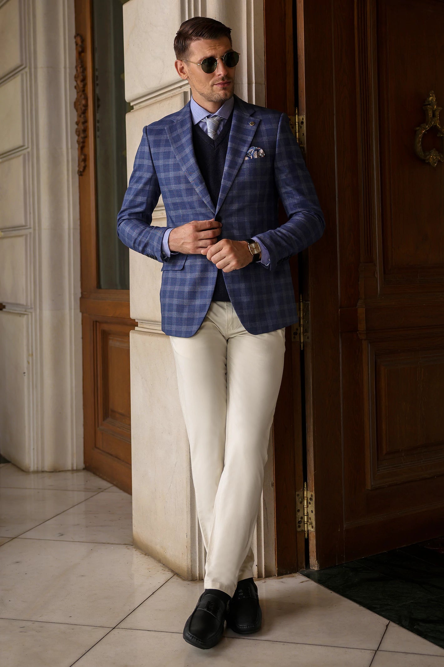 Light Blue Check Blazer - Image 4