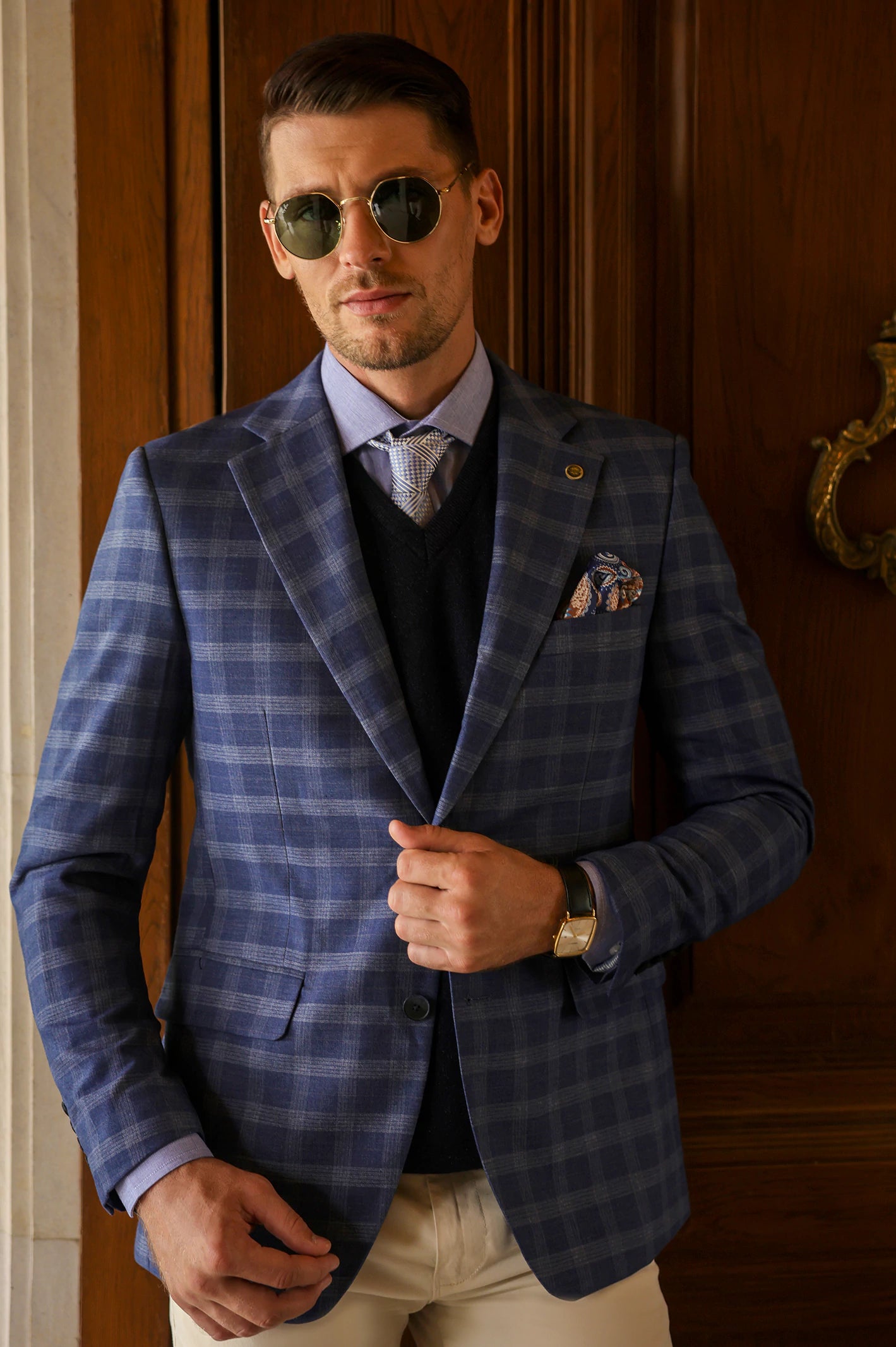 Light Blue Check Blazer - Image 5
