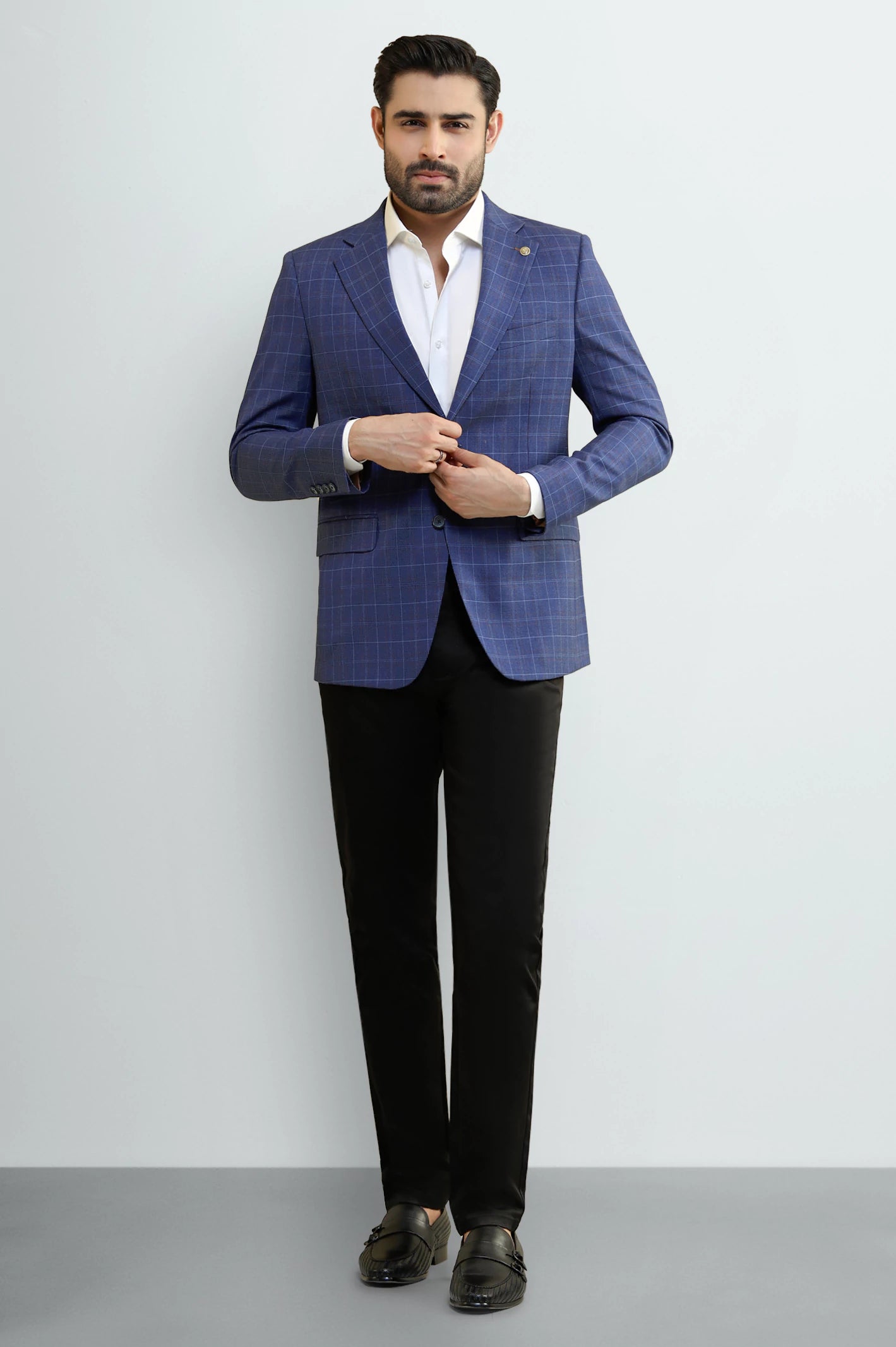 Blue Check Blazer for Men - Image 2
