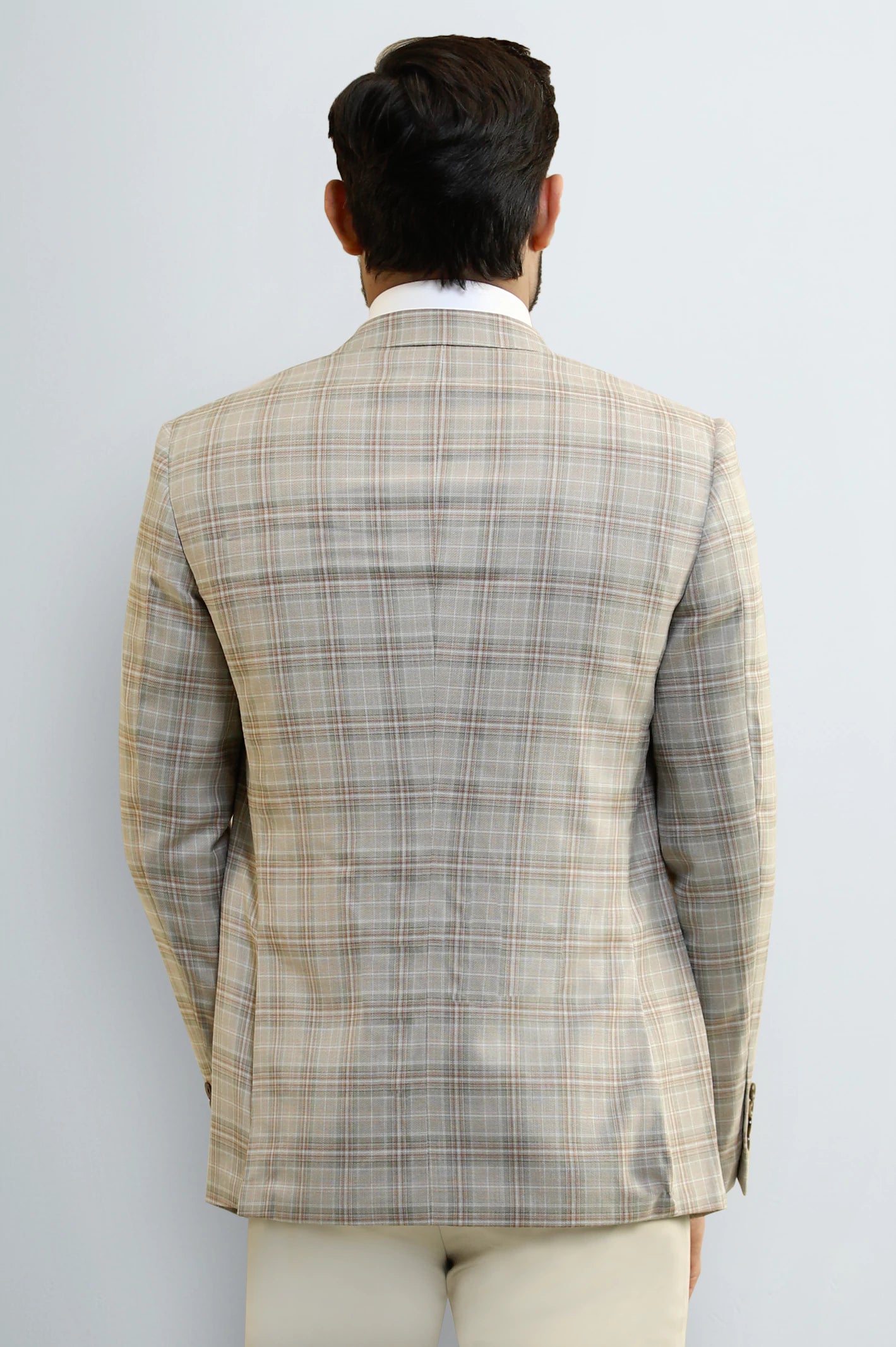 Men's Beige Check Blazer - Image 4