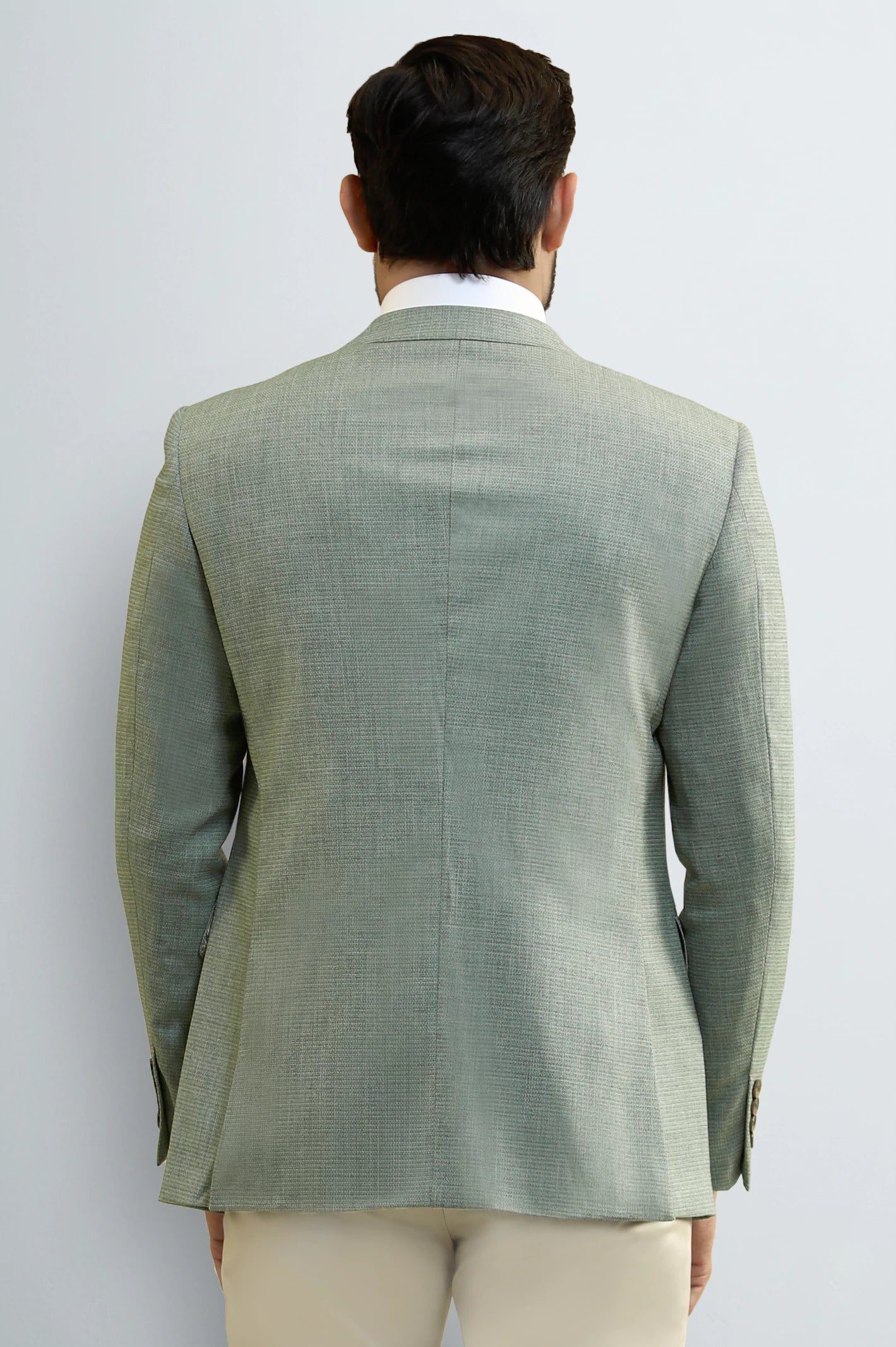 Men's Light Green Textured Blazer - Image 4