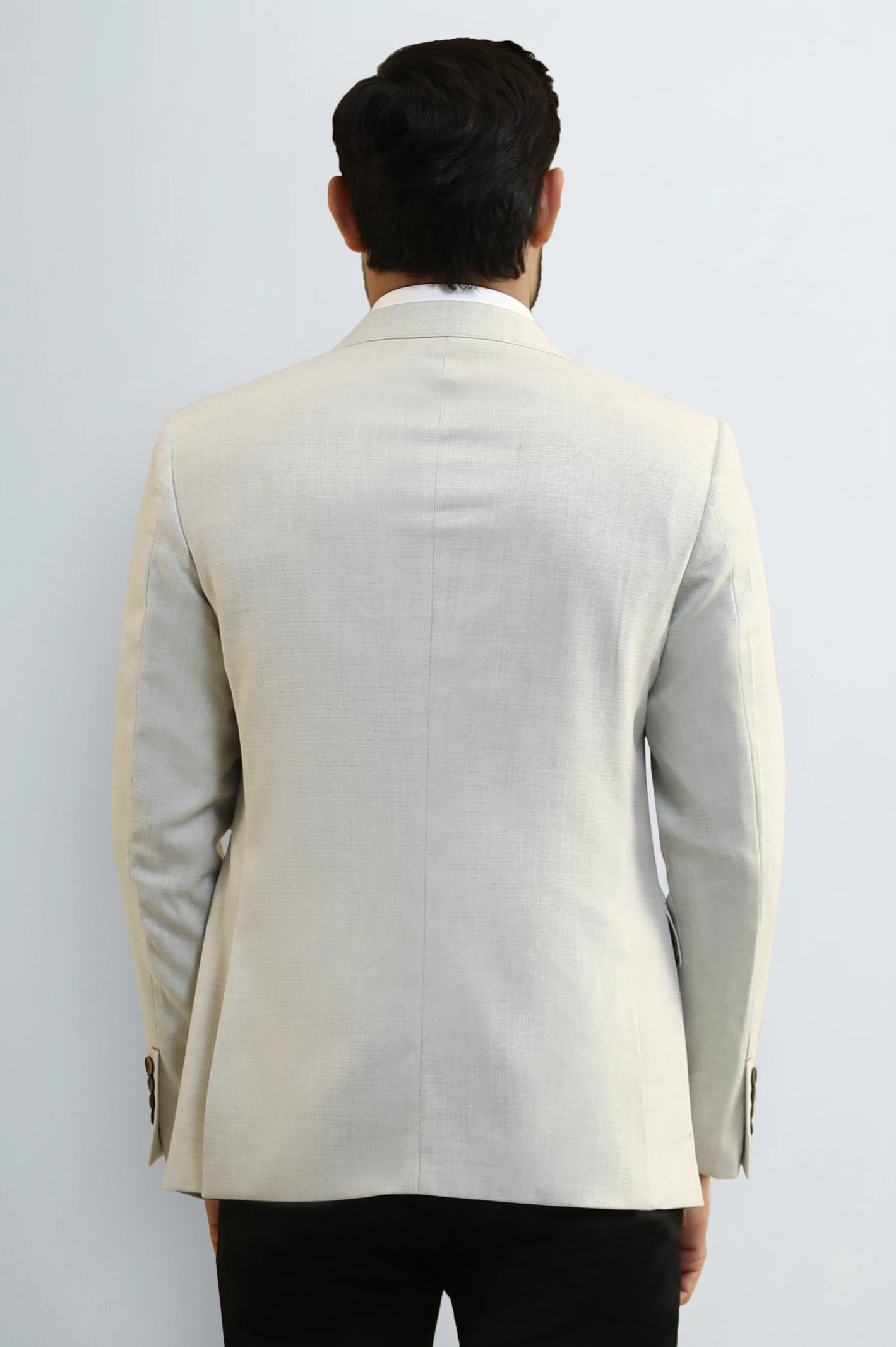 Men's White Textured Blazer - Image 4