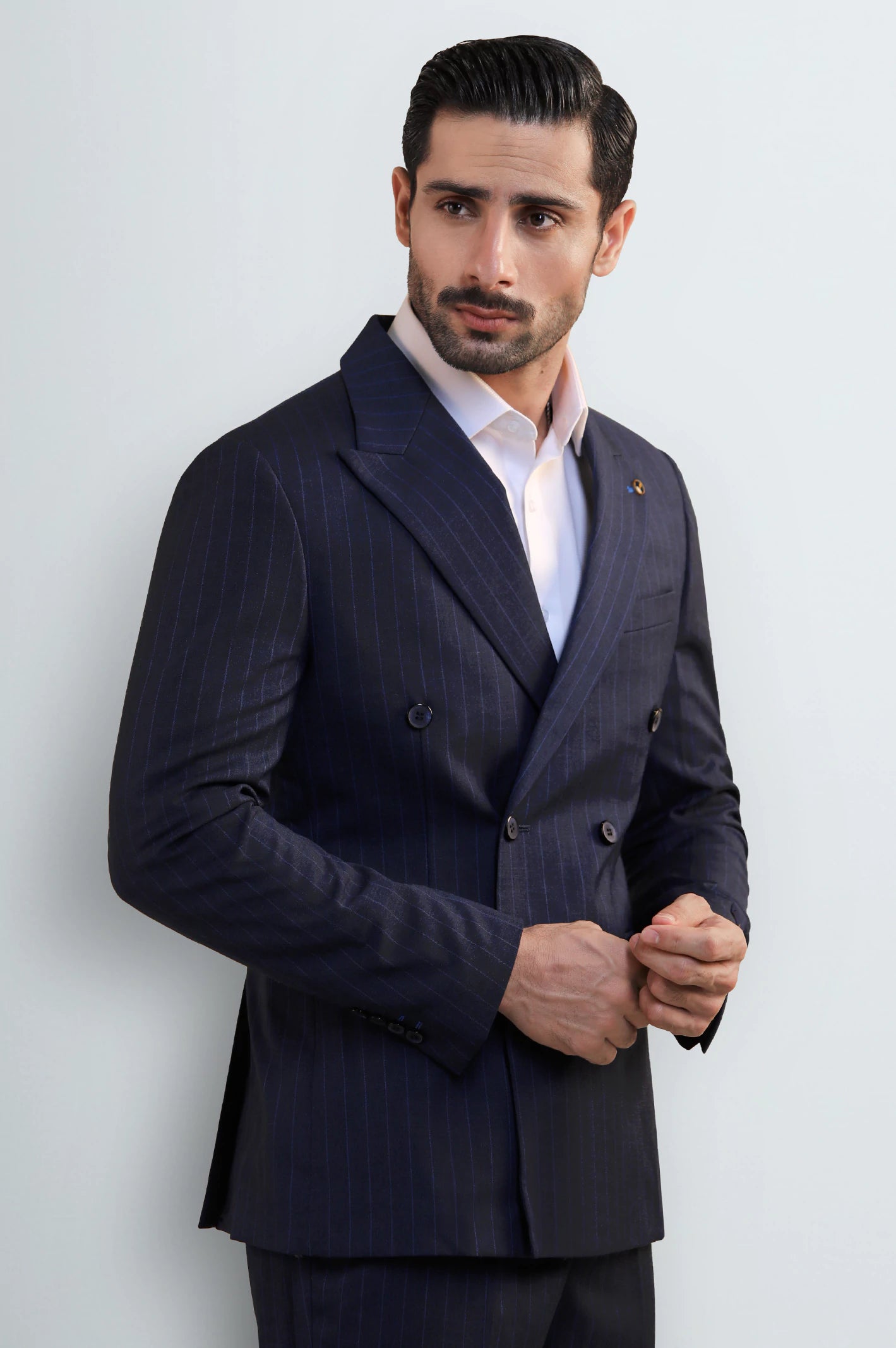 Navy Pinstripe Suit for Men – Double Breasted - Image 2