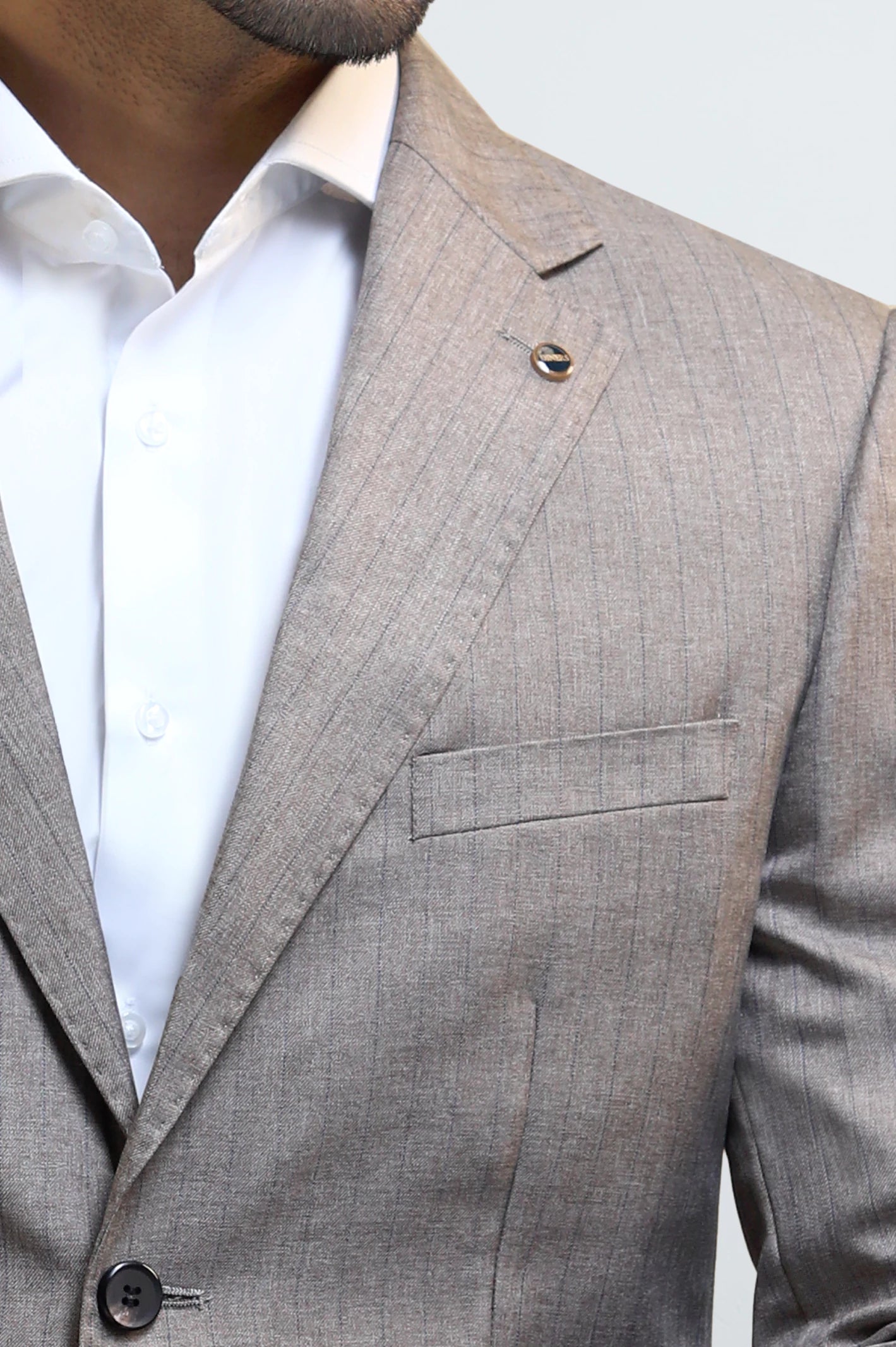 Men's Brown Striped 2-Piece Suit - Image 3