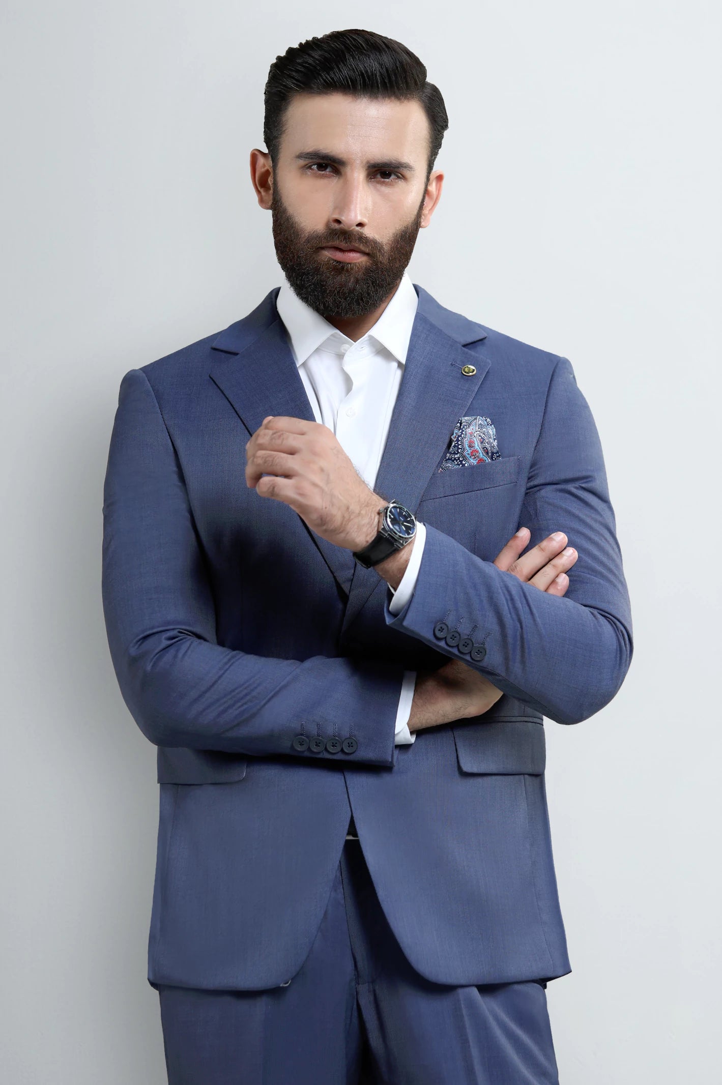 Mens Blue Plain 2PC Suit - Image 2