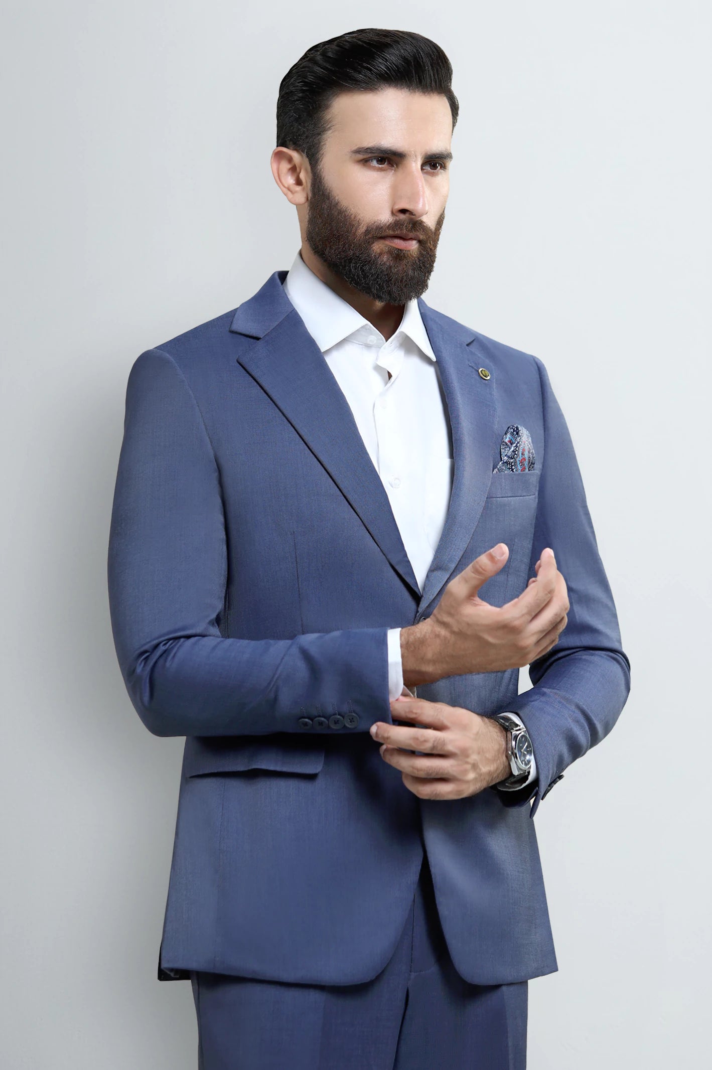 Mens Blue Plain 2PC Suit - Image 3