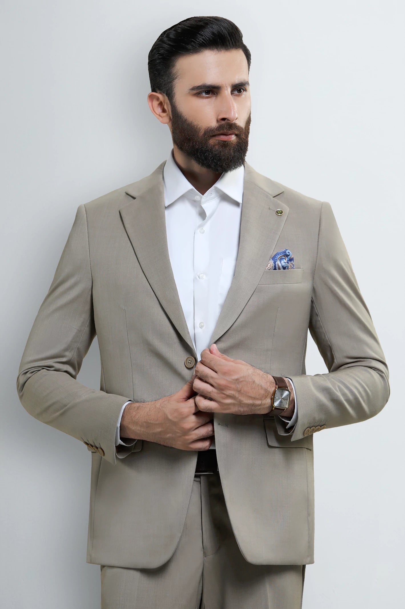Mens Fawn Plain 2PC Suit - Image 2
