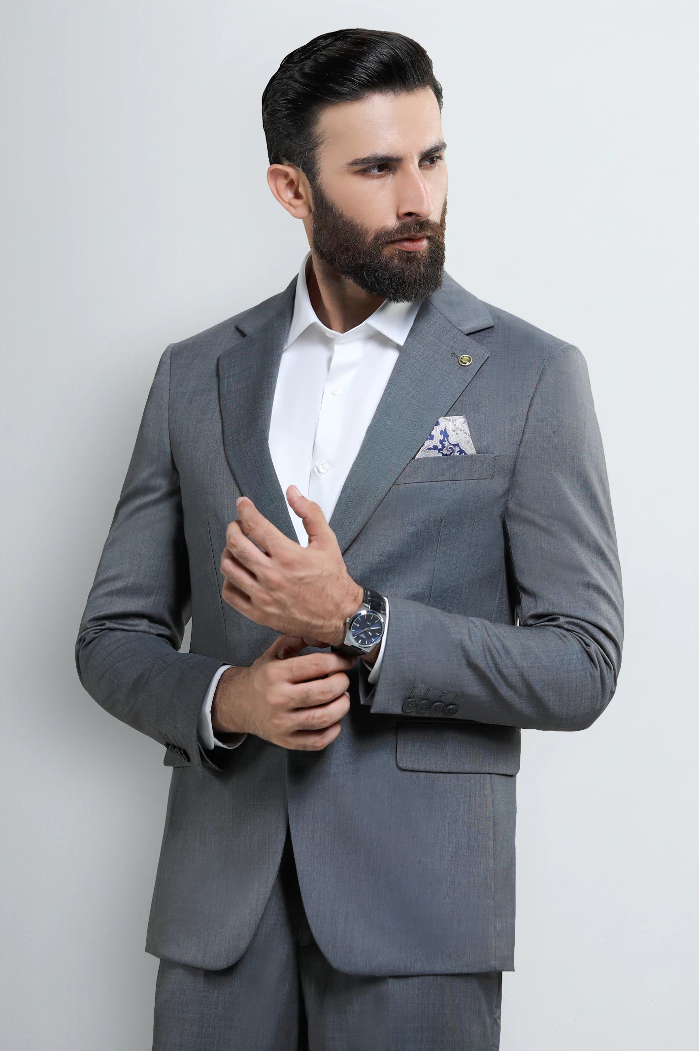 Mens Grey Plain 2PC Suit - Image 2
