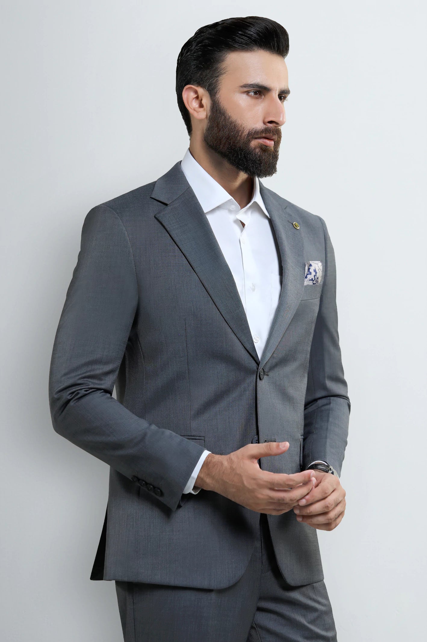 Mens Grey Plain 2PC Suit - Image 3