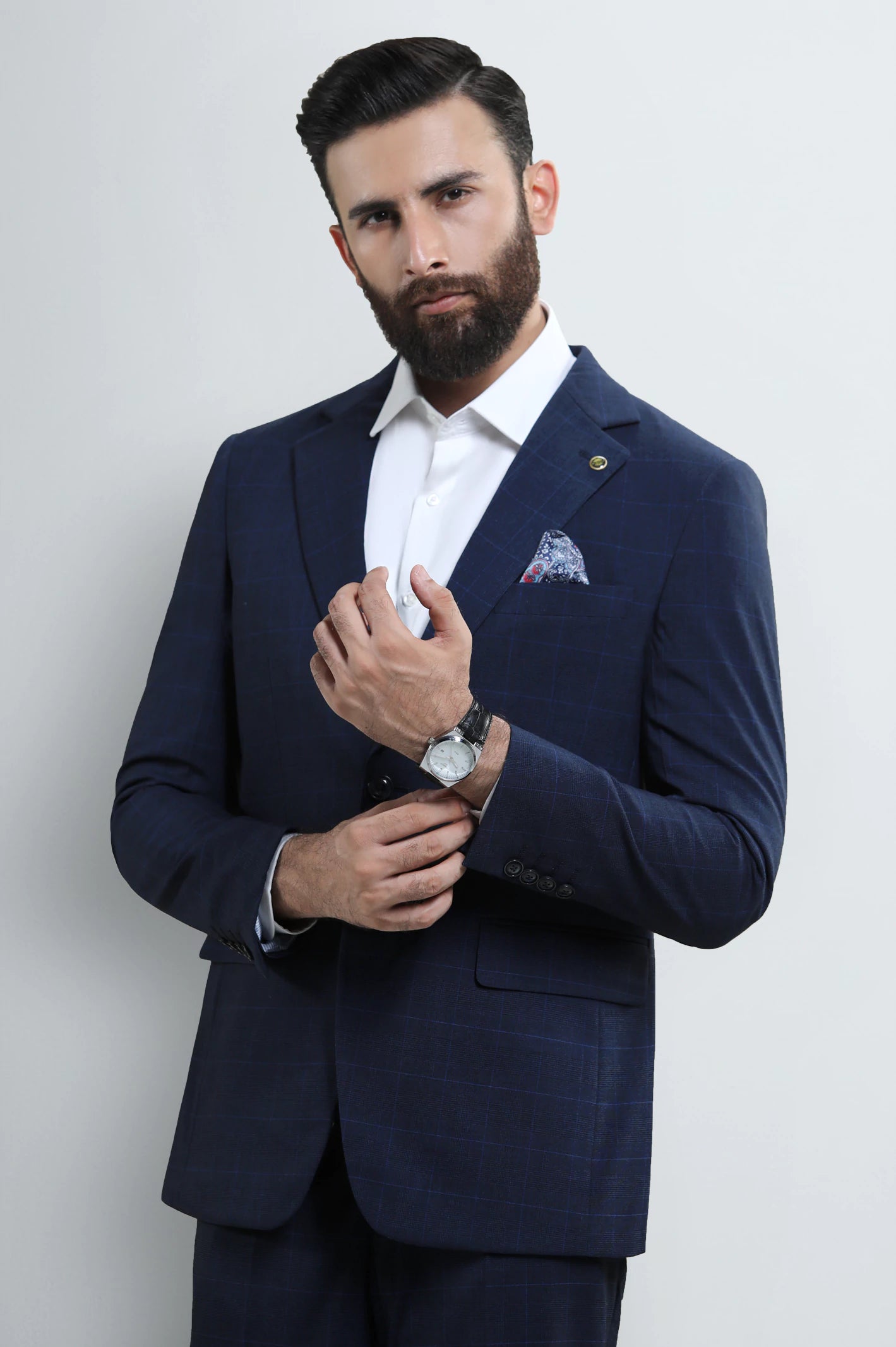 Mens D-Blue Check 2PC Suit - Image 2