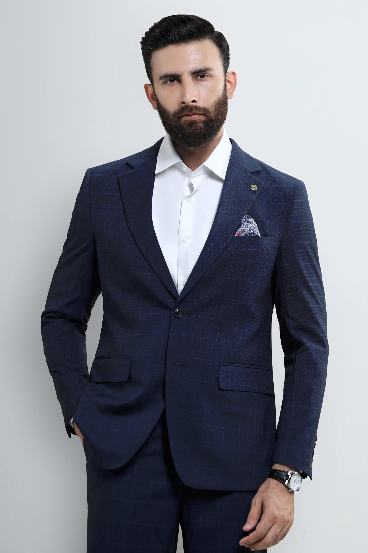 Mens D-Blue Check 2PC Suit - Image 3
