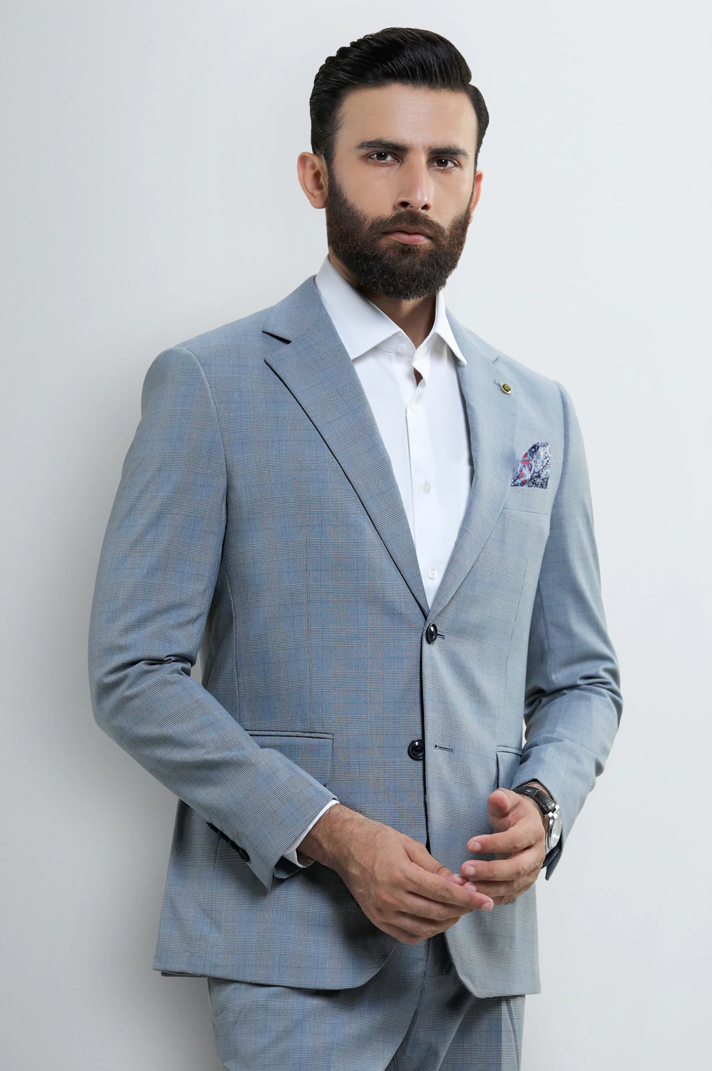 Mens Light Grey Check 2PC Suit - Image 3