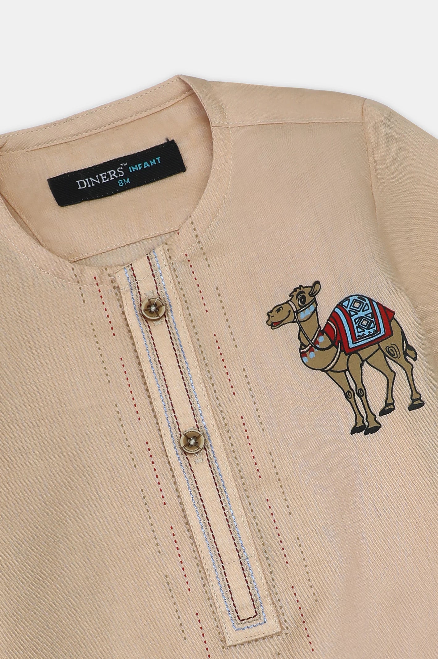 Beige Infant Screen Printed Kurta Shalwar - Image 2
