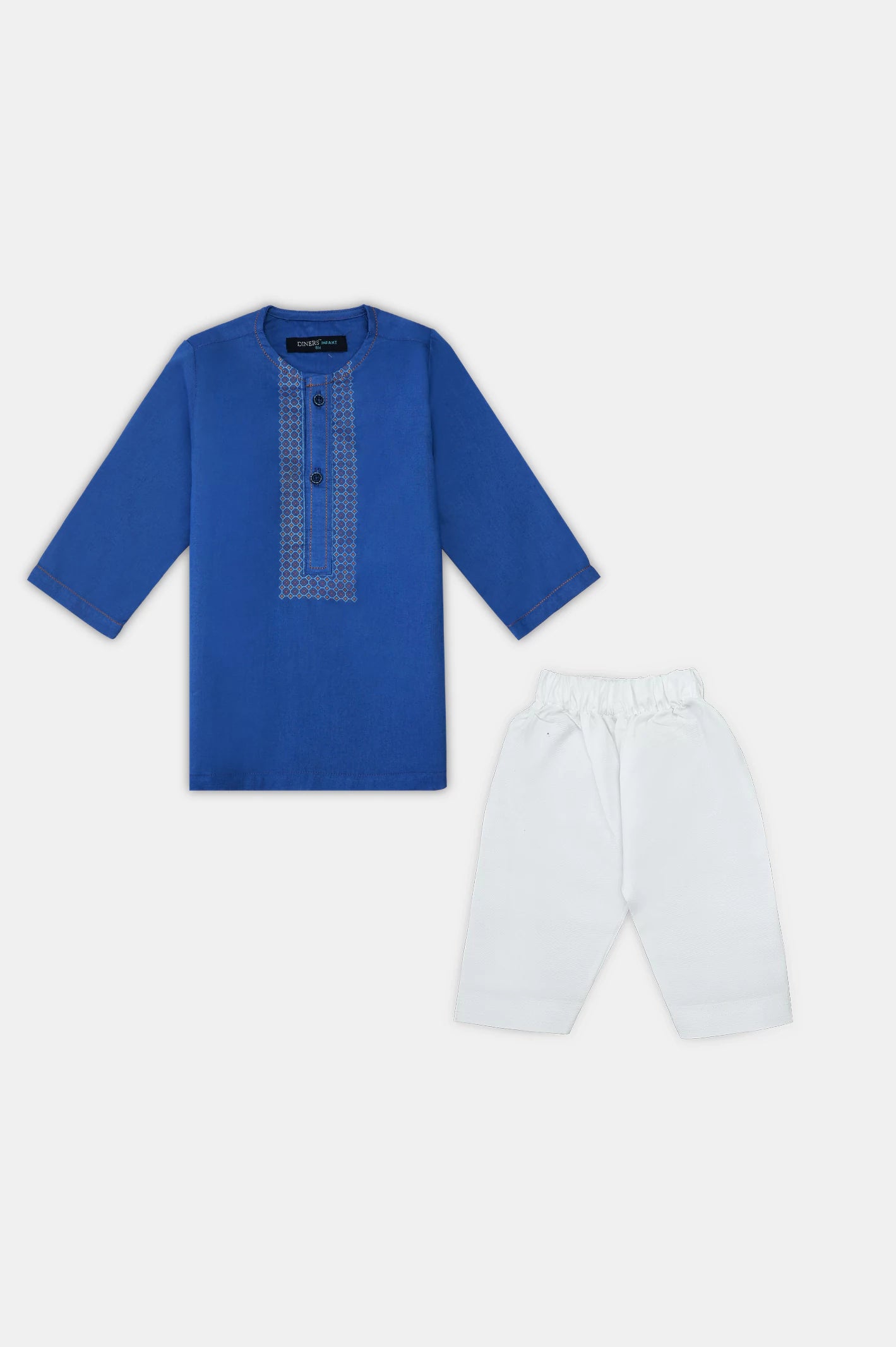 Blue Infant Kurta Screen Printed Shalwar