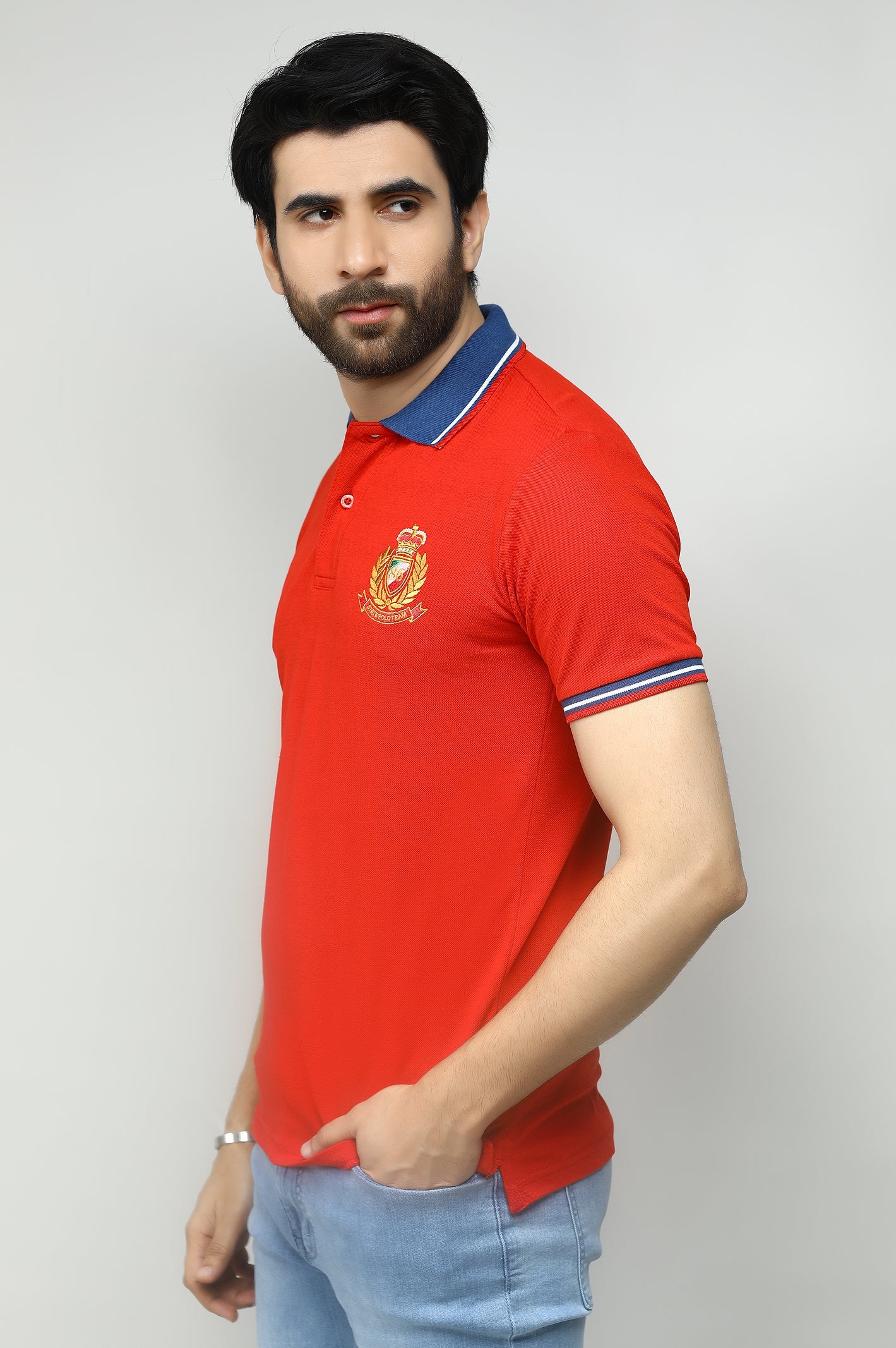 Contrast Polo Knit Shirt - Image 4