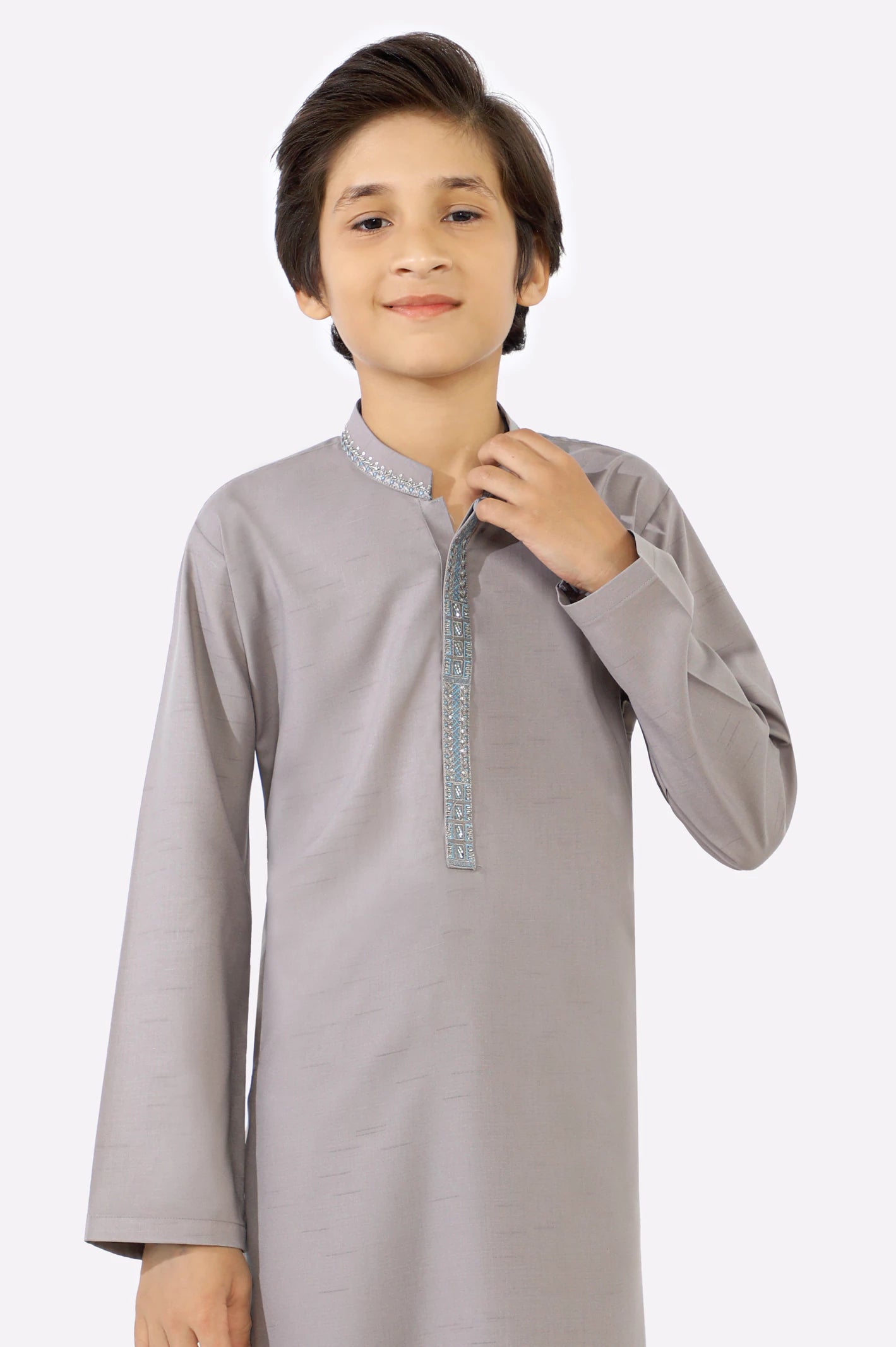 Light Grey Boys Kurta Pajama - Image 2