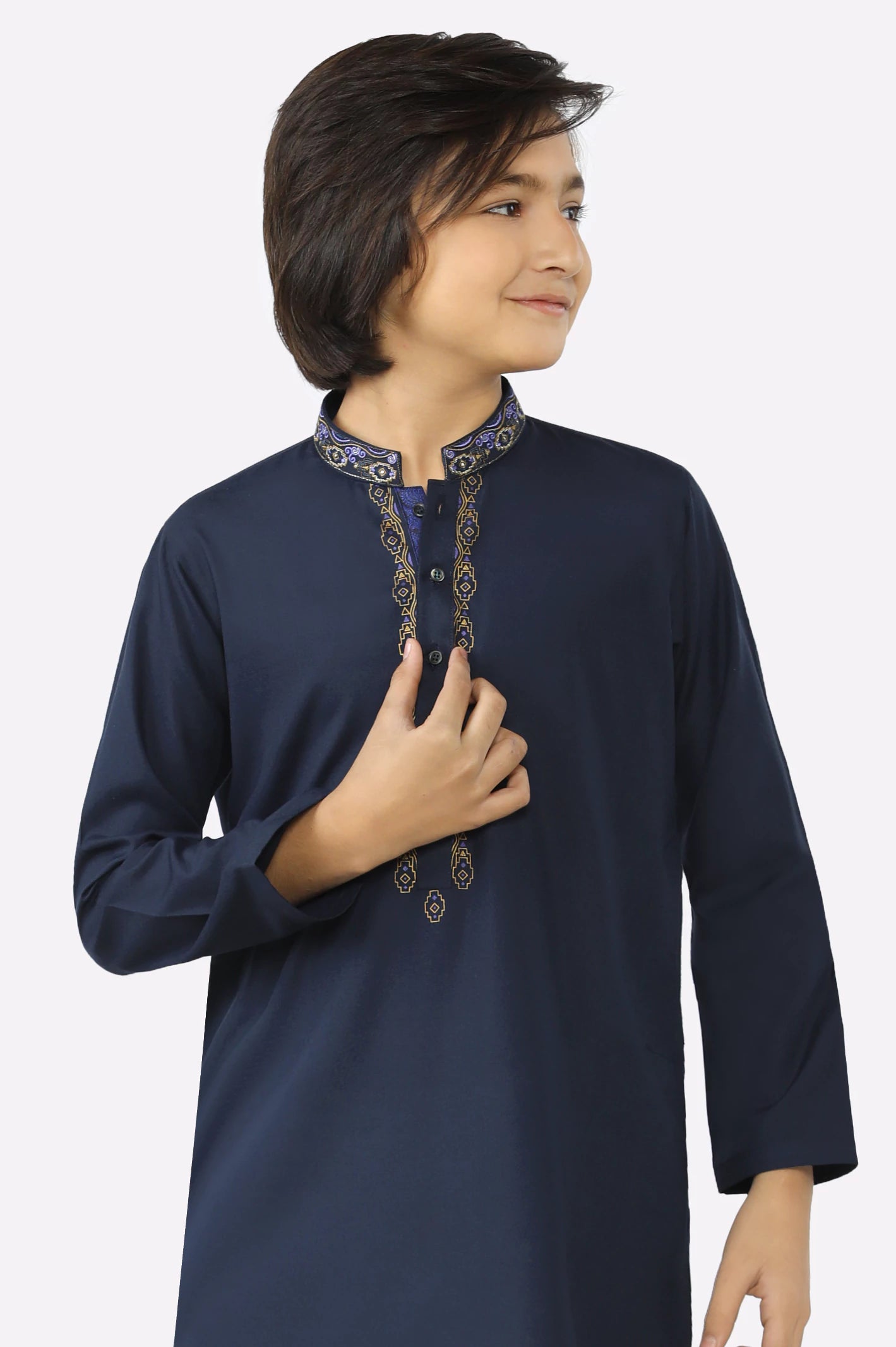 Navy Blue Boys Kurta Pajama - Image 2