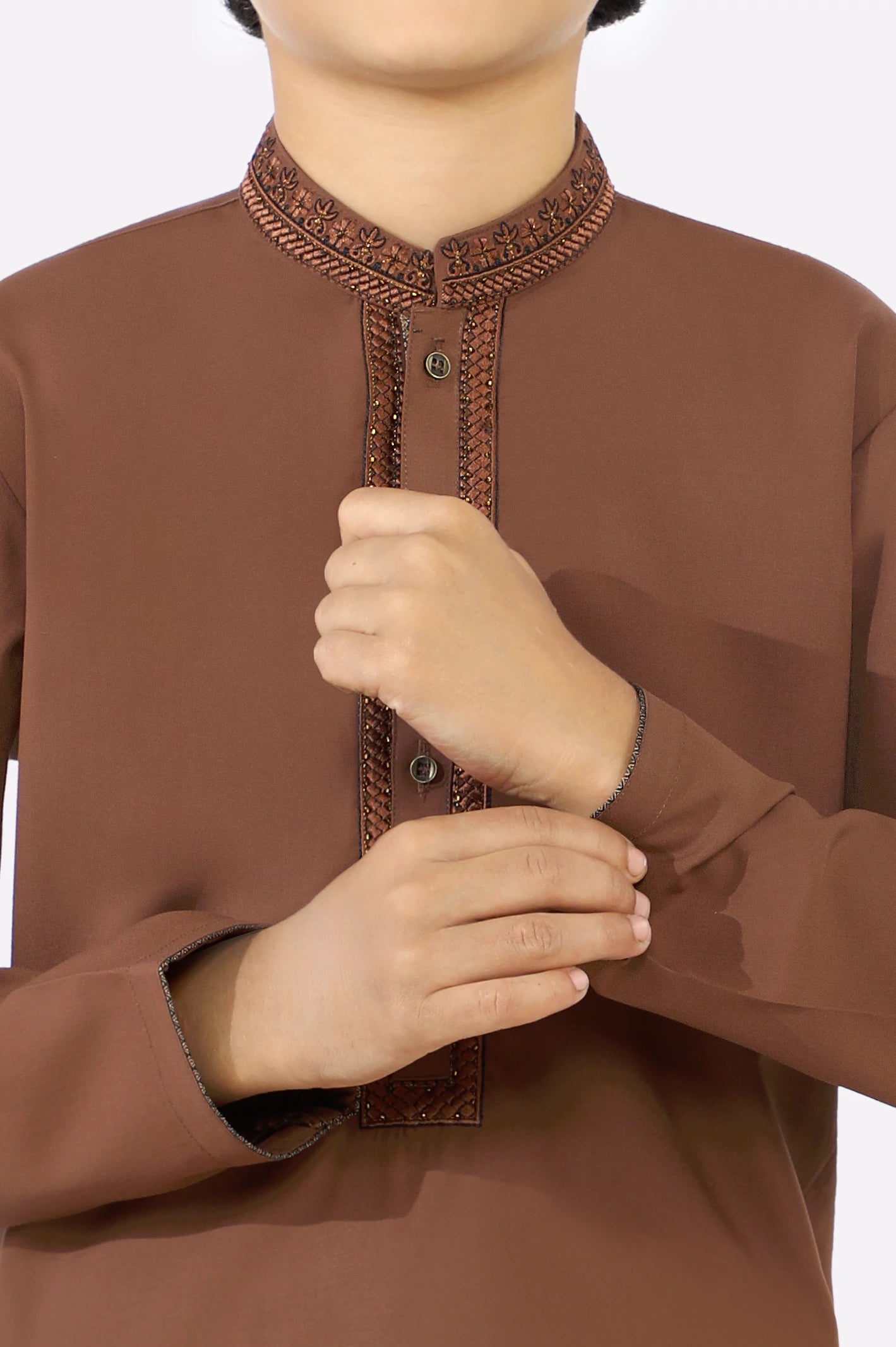 Light Brown Boys Kurta Pajama - Image 3