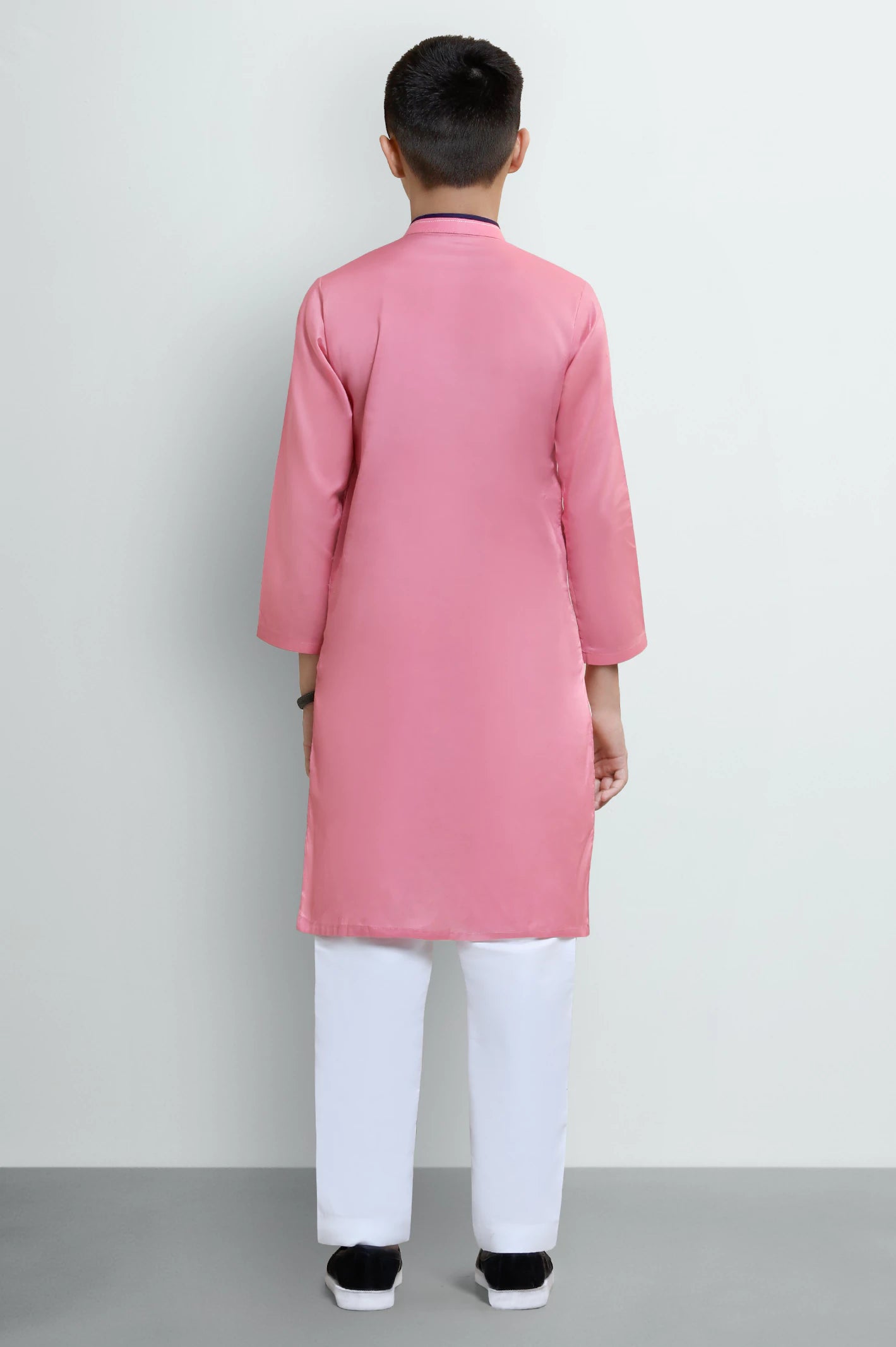Dark Pink Boys Screen Printed Kurta Pajama - Image 3