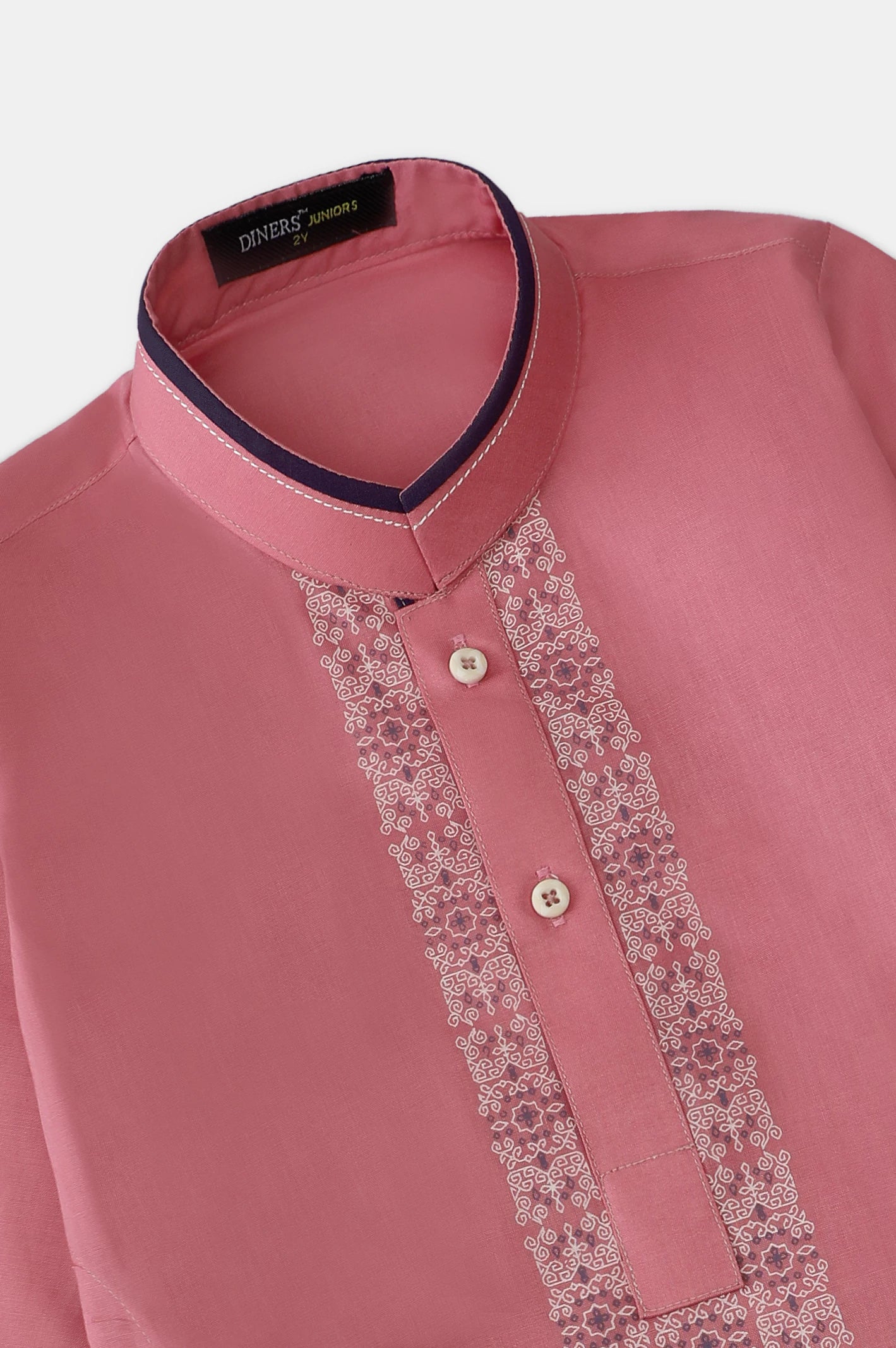 Dark Pink Boys Screen Printed Kurta Pajama - Image 5