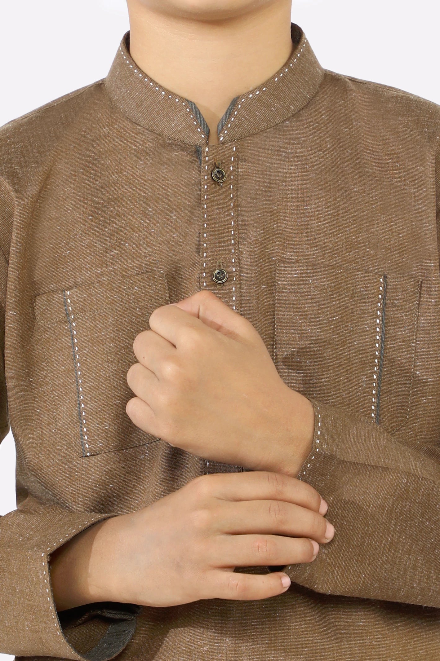 Light Brown Boys Kameez Shalwar - Image 3