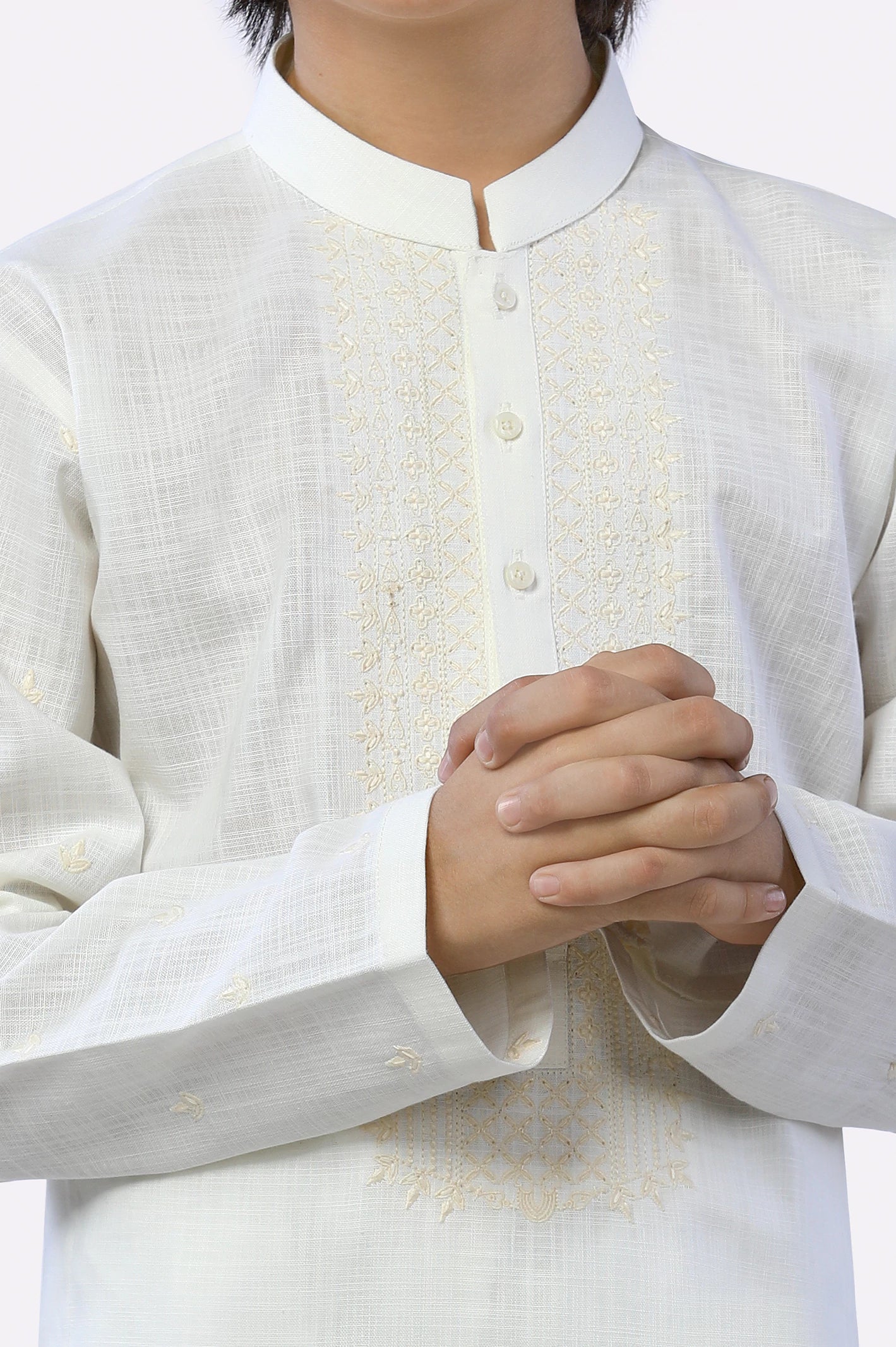 Cream Boys Kurta Pajama - Image 3