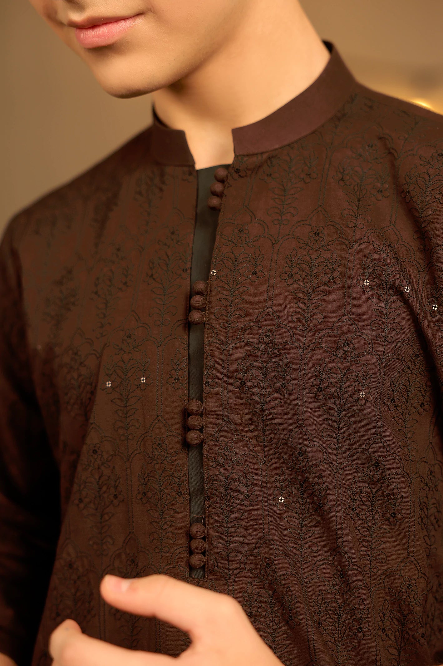 Maroon Boys Kurta Pajama - Image 3
