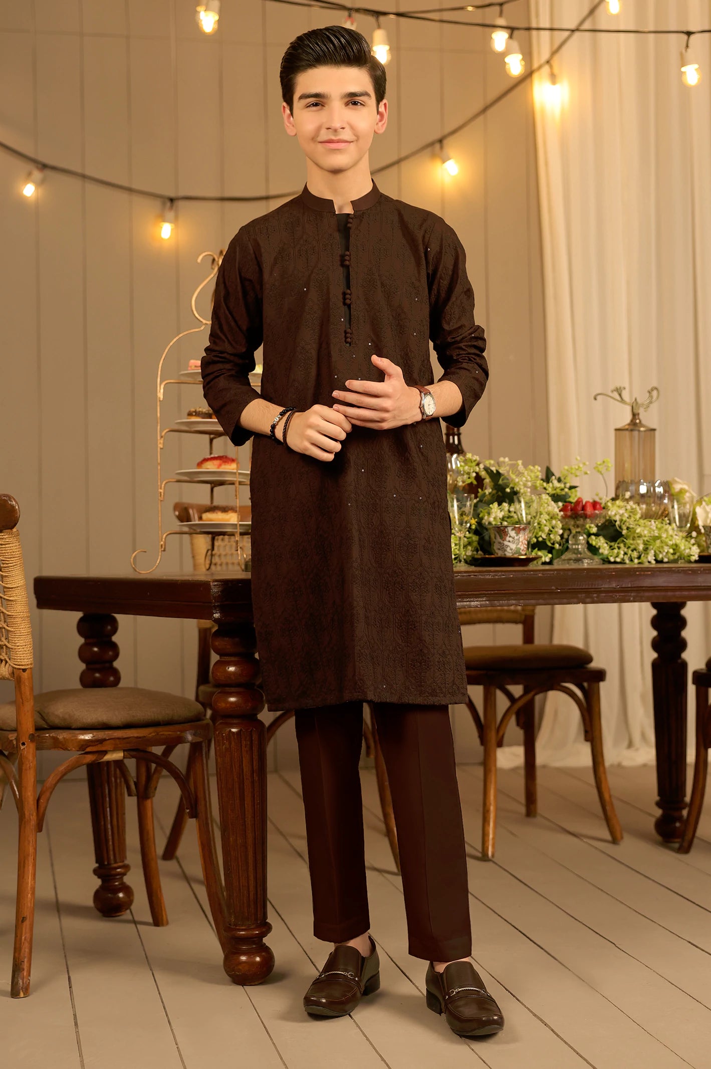 Maroon Boys Kurta Pajama - Image 4