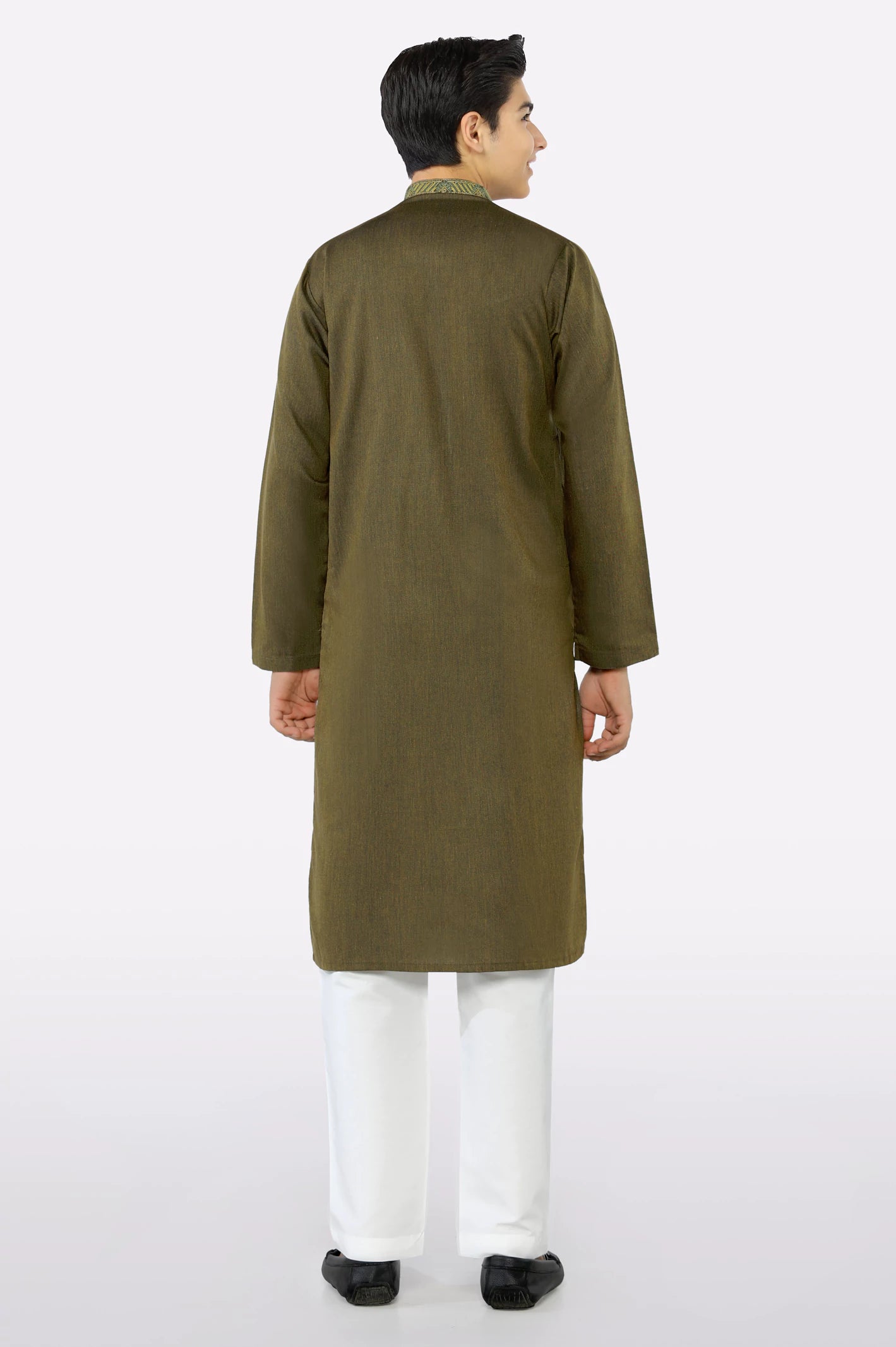 Dark Green Teens Kurta Pajama - Image 3