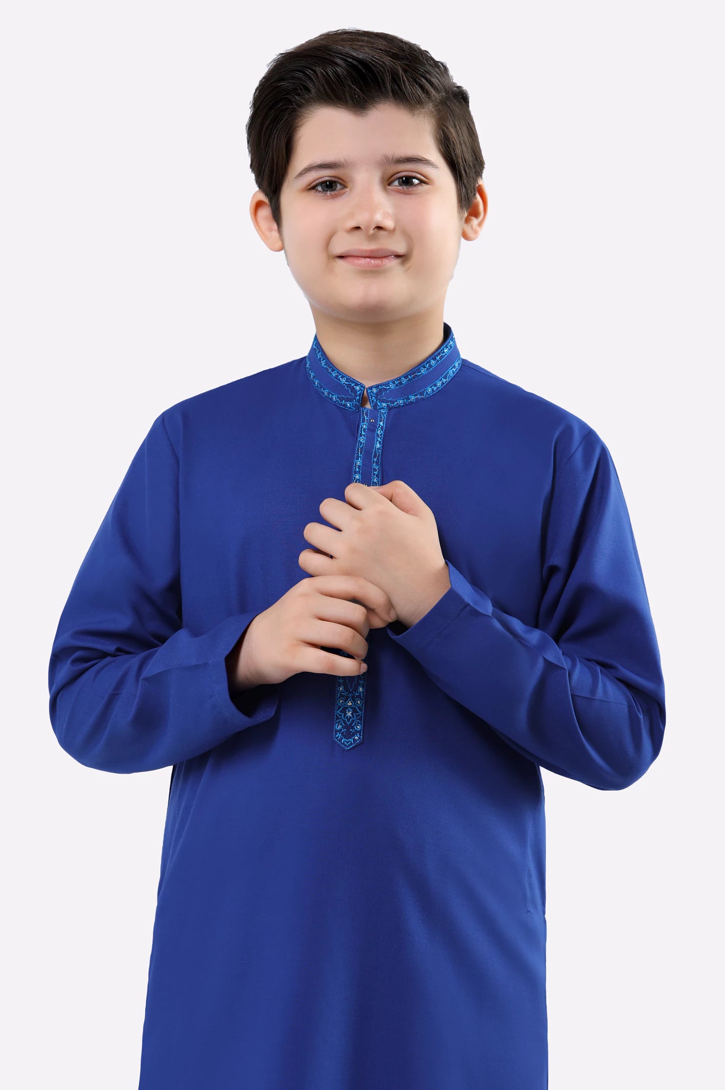 Royal Blue Teens Kurta Pajama - Image 2