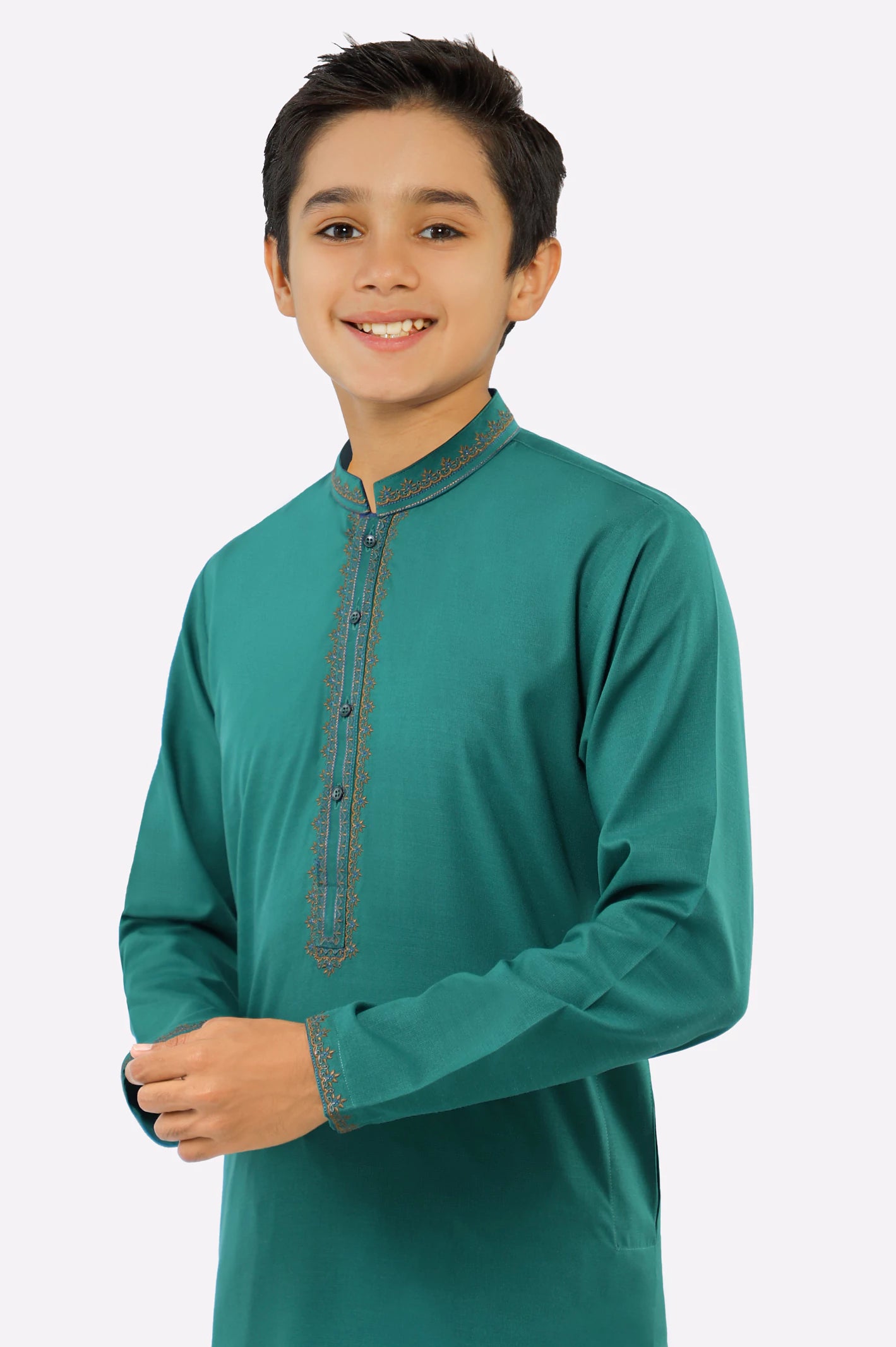 Green Teens Kurta Pajama - Image 2