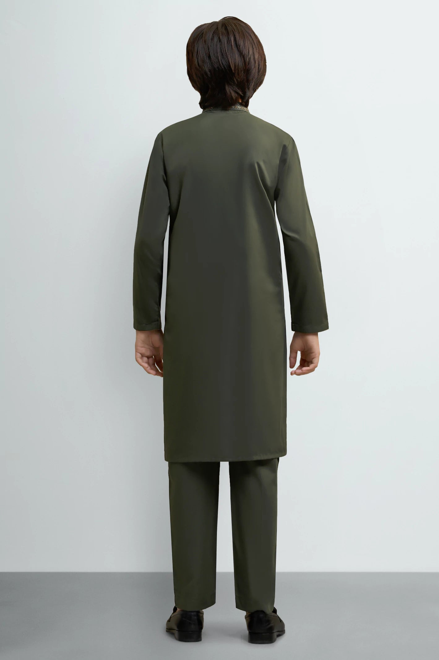 Dark Olive Teens Kurta Pajama - Image 4