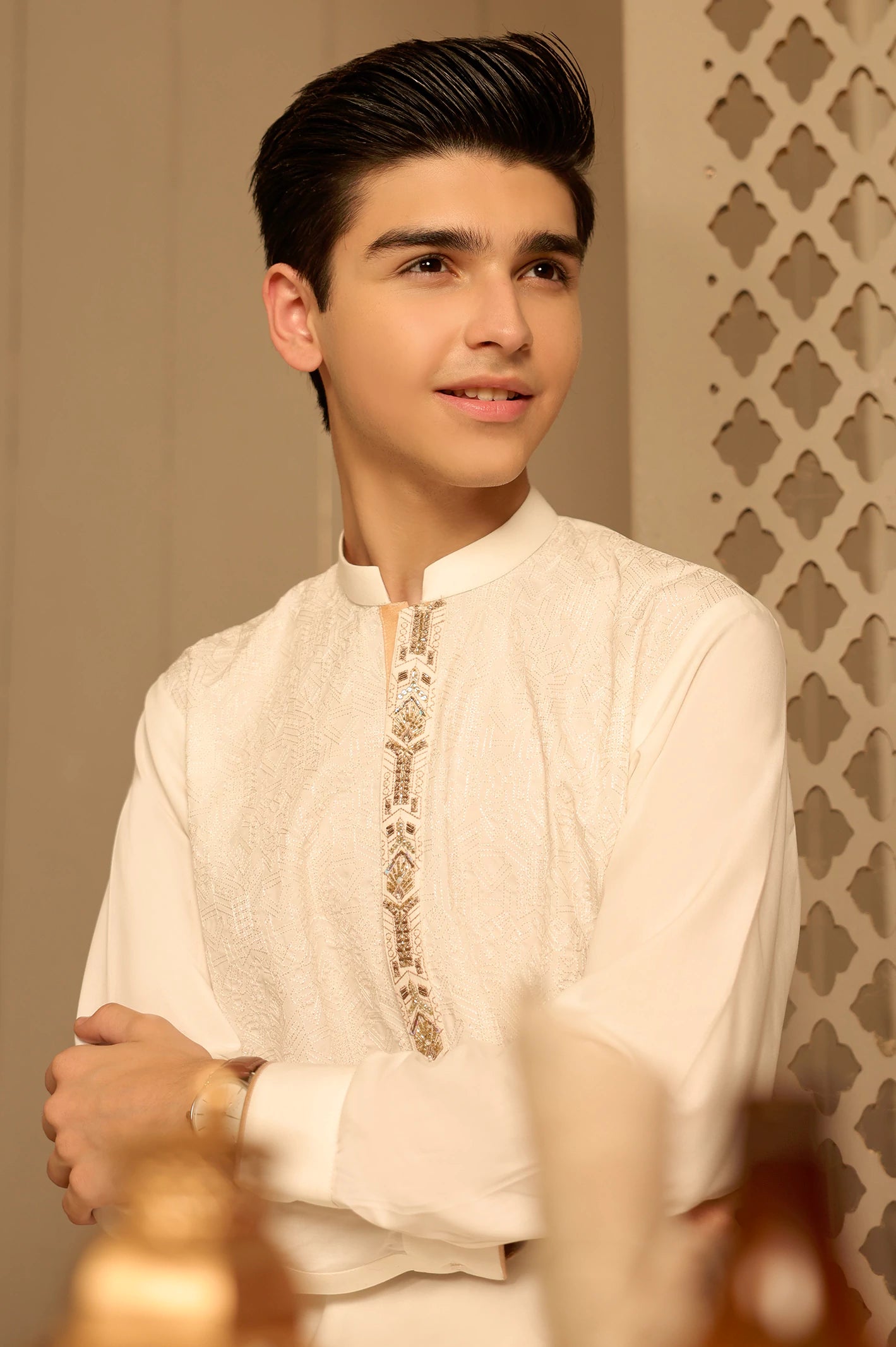 Off White Boys Kameez Shalwar - Image 2