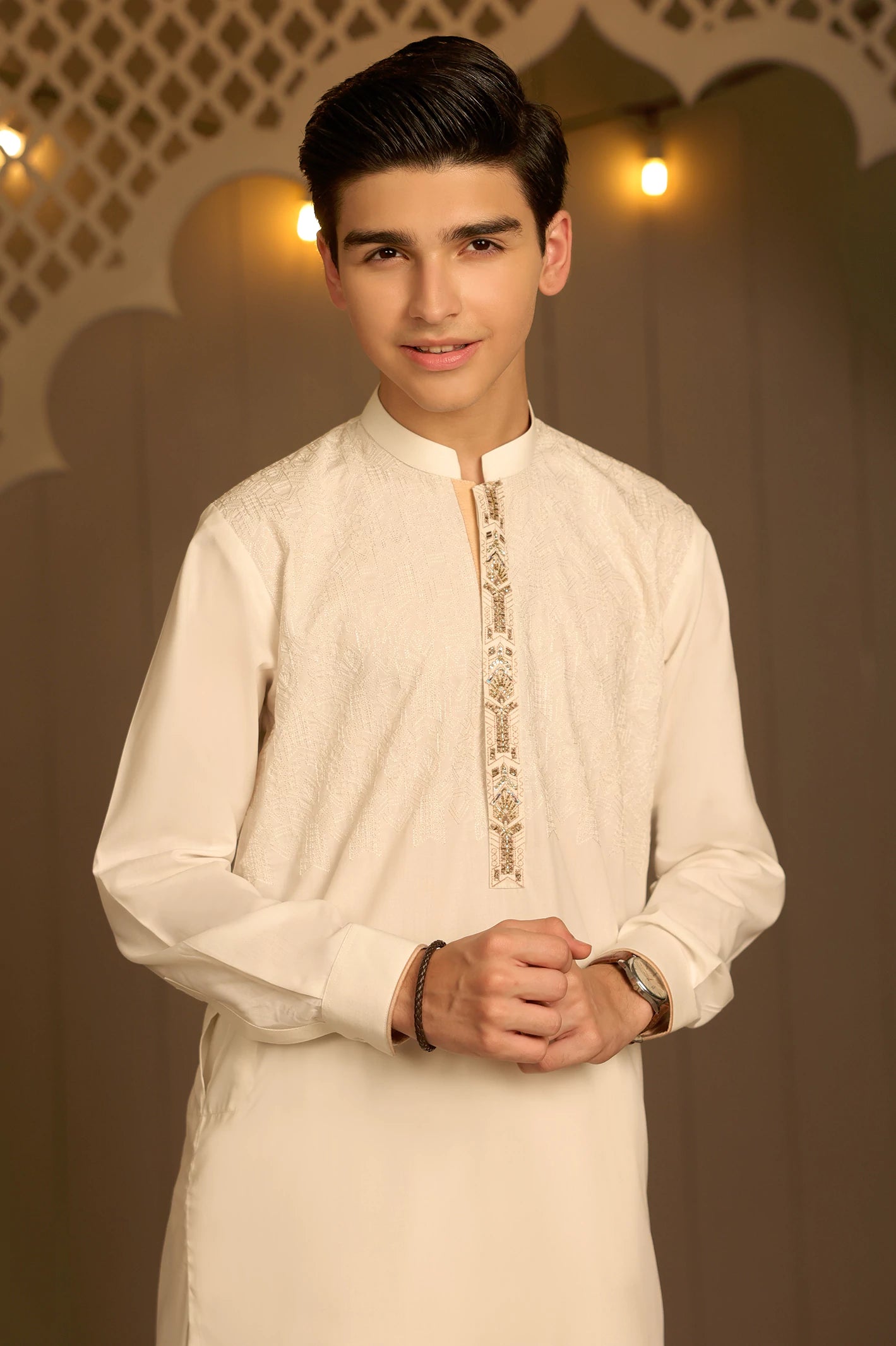 Off White Boys Kameez Shalwar - Image 3