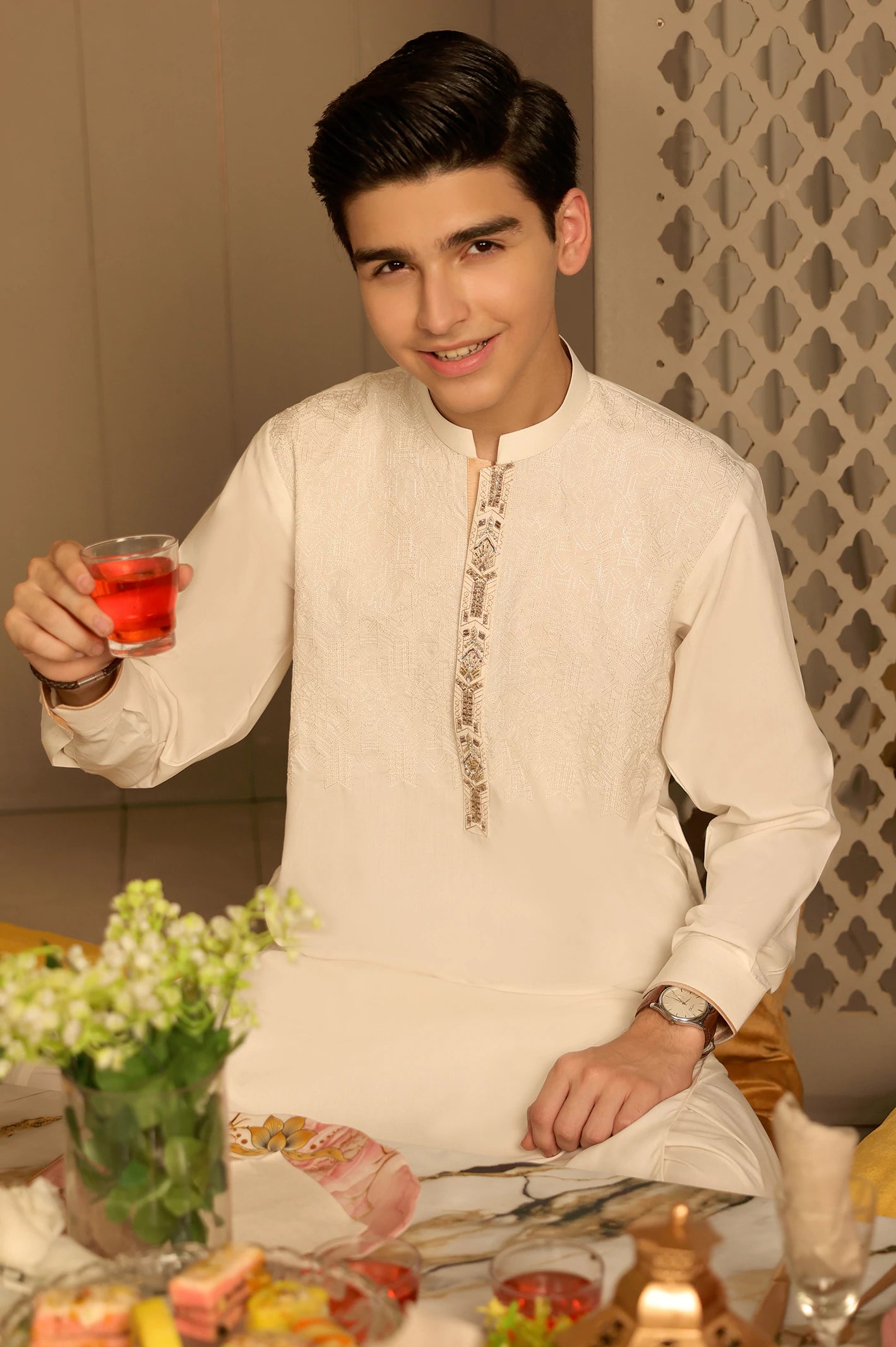 Off White Boys Kameez Shalwar - Image 4
