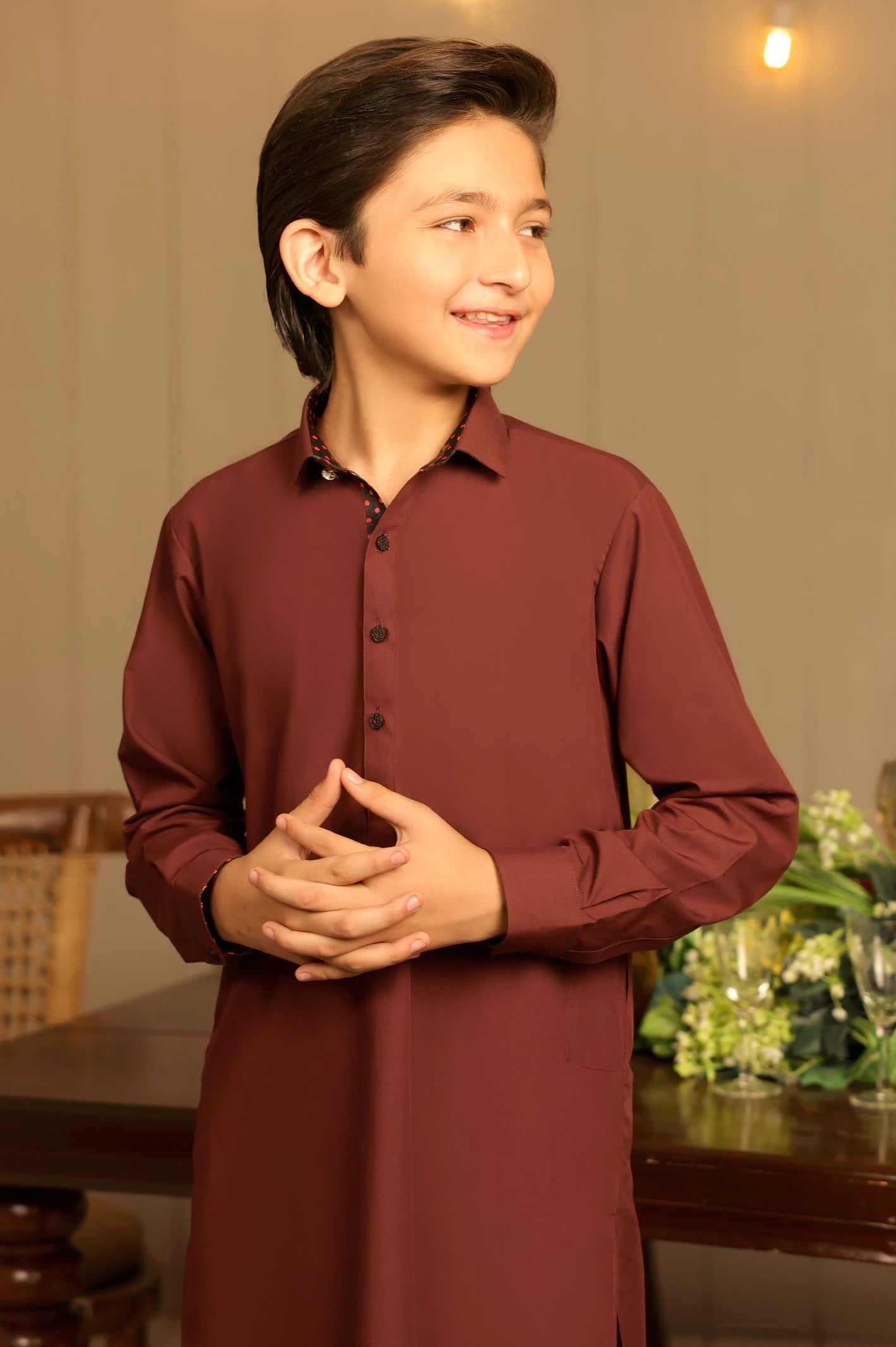 Maroon Teens Kameez Shalwar - Image 2