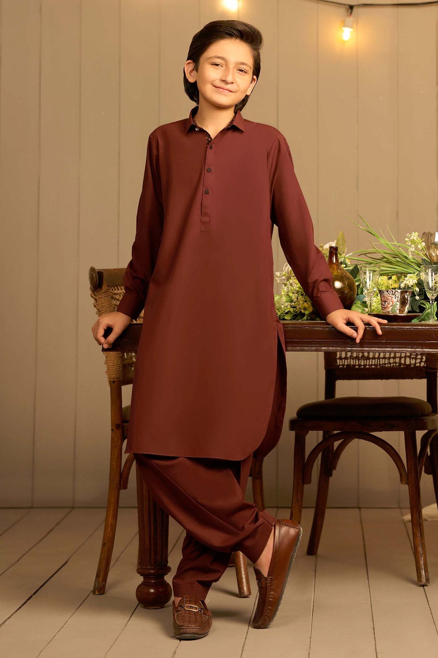 Maroon Teens Kameez Shalwar - Image 3