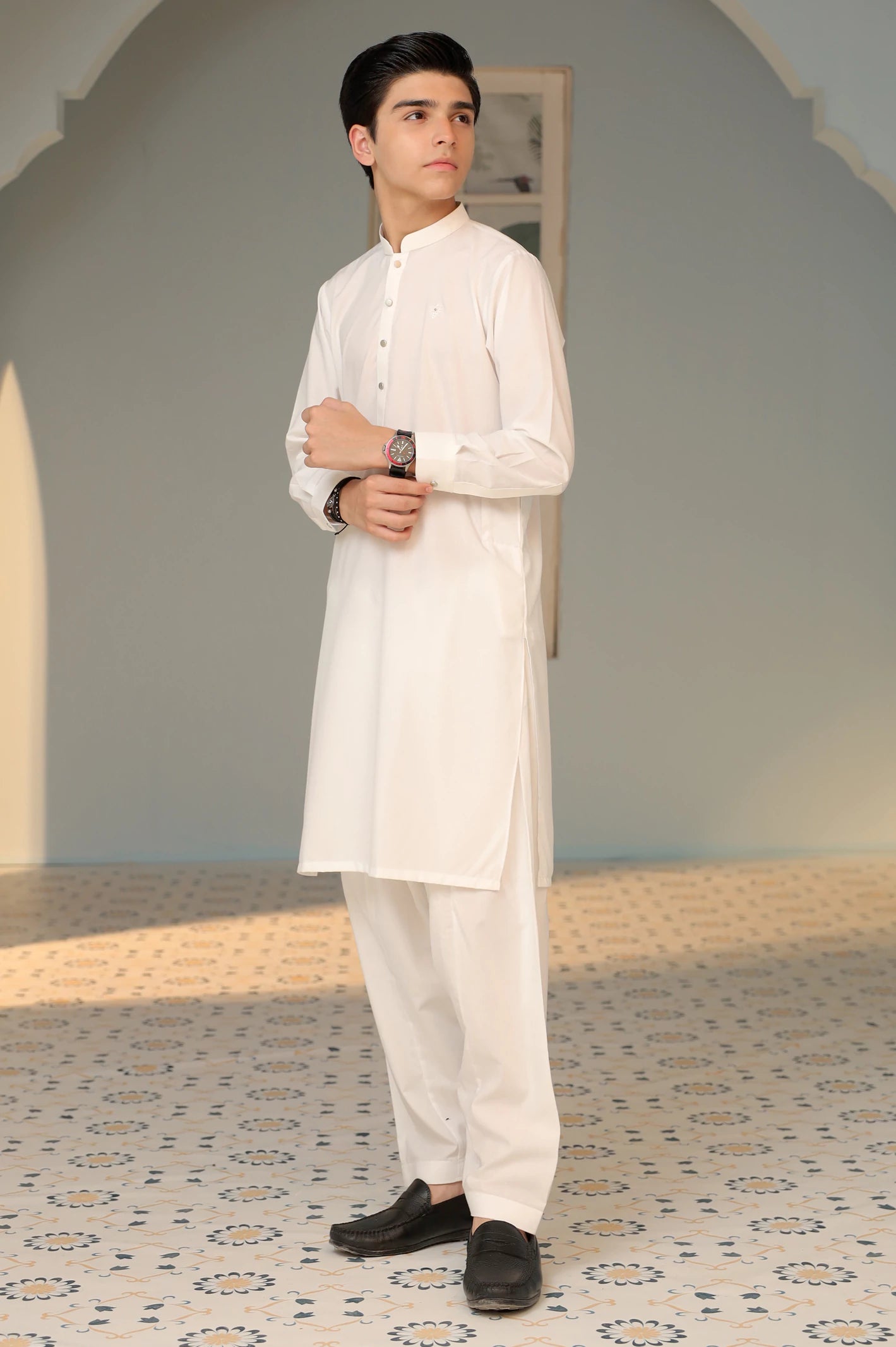 Off White Boys Kameez Shalwar - Image 4