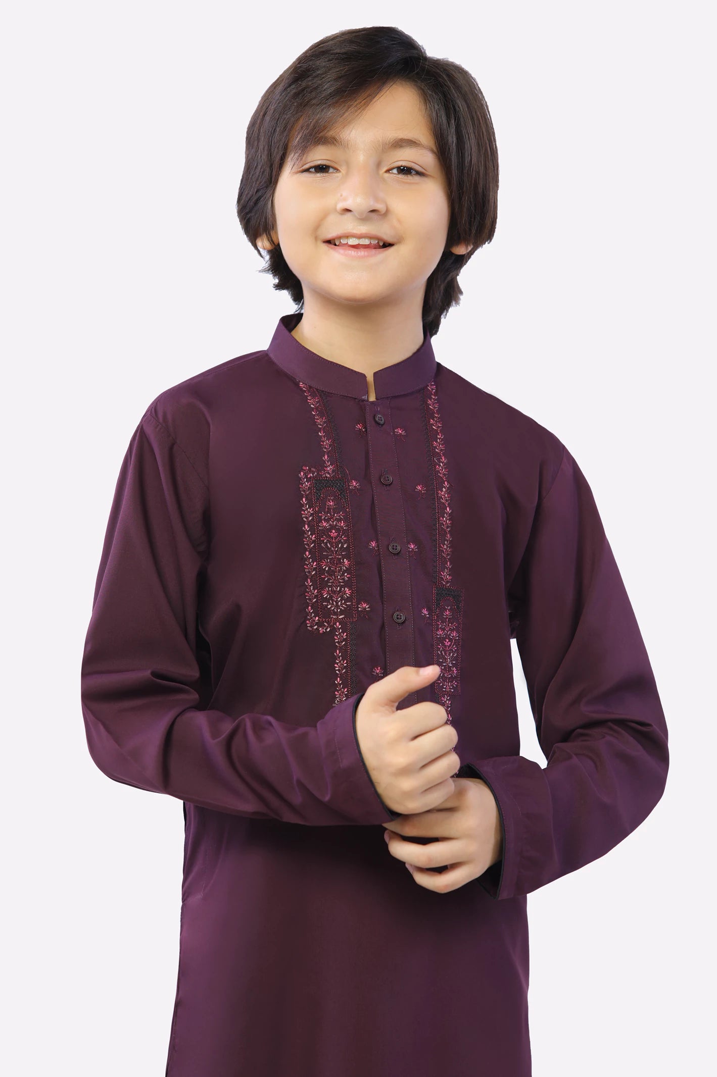 Dark Purple Boys Kurta Shalwar - Image 2