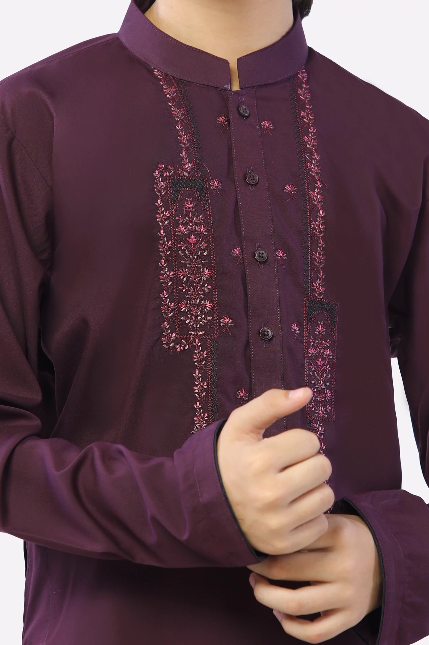 Dark Purple Boys Kurta Shalwar - Image 3