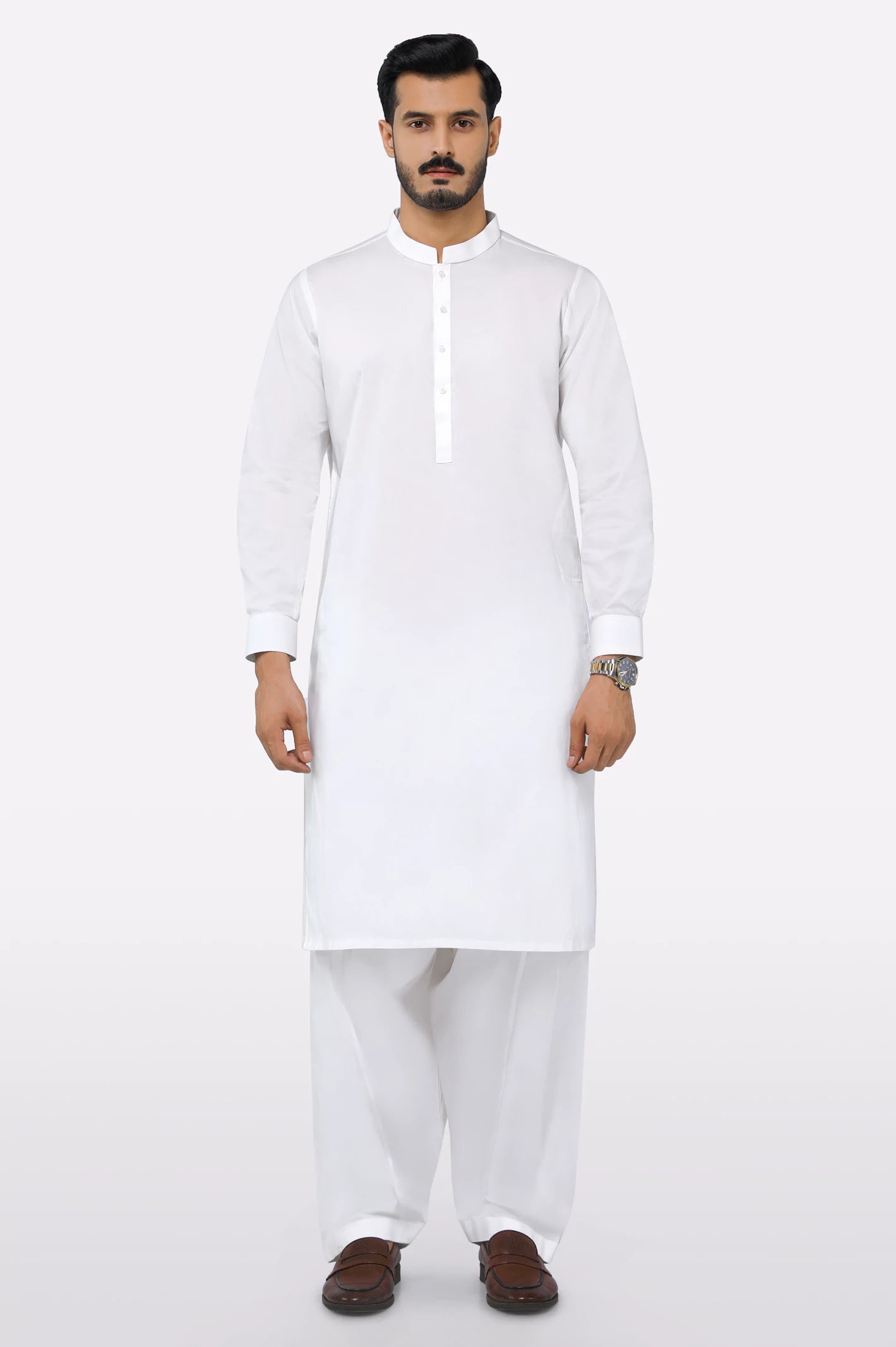 Cream Cotton Shalwar Kameez - Image 2