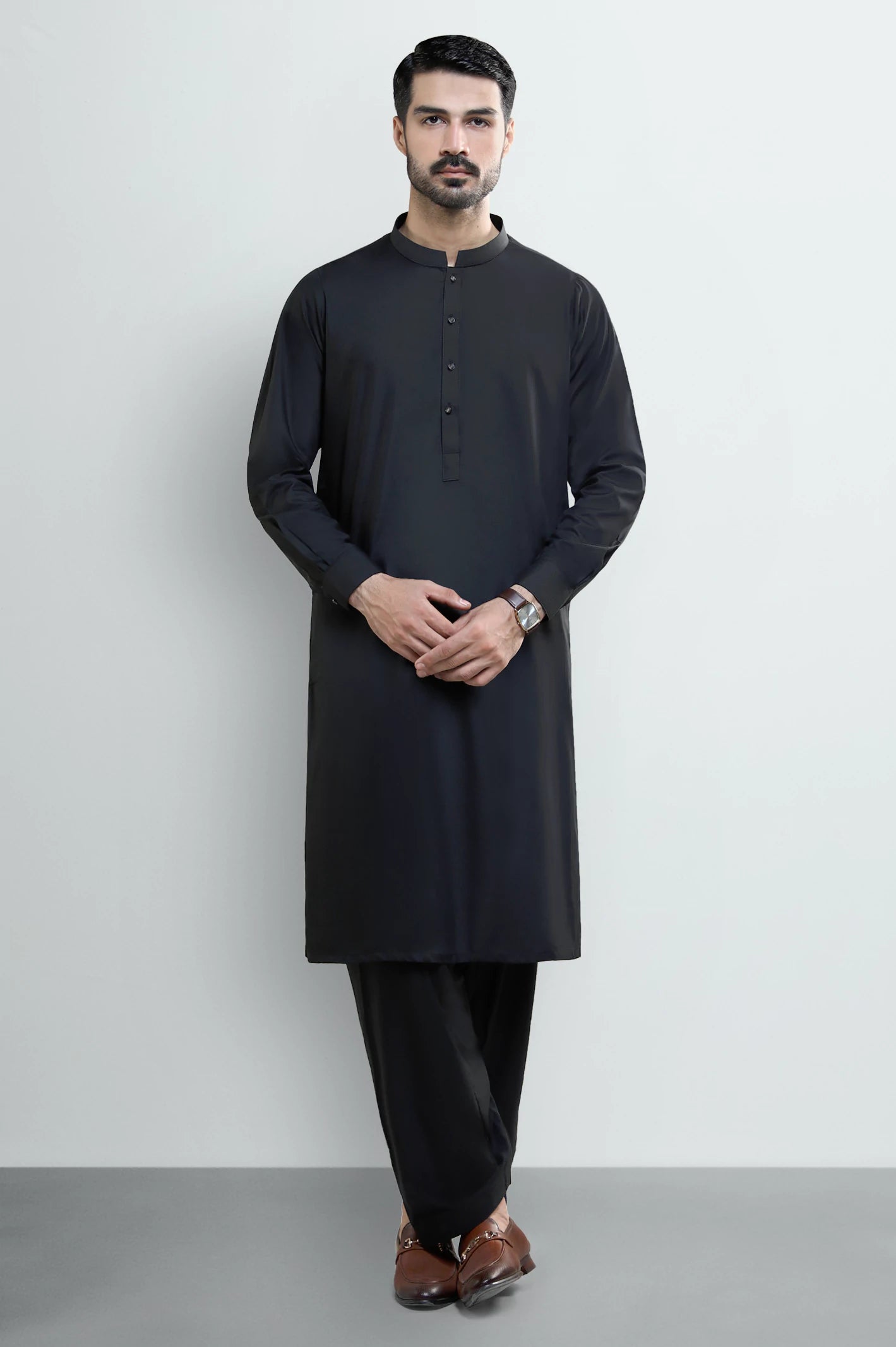 Black Wash & Wear Shalwar Kameez - Image 2